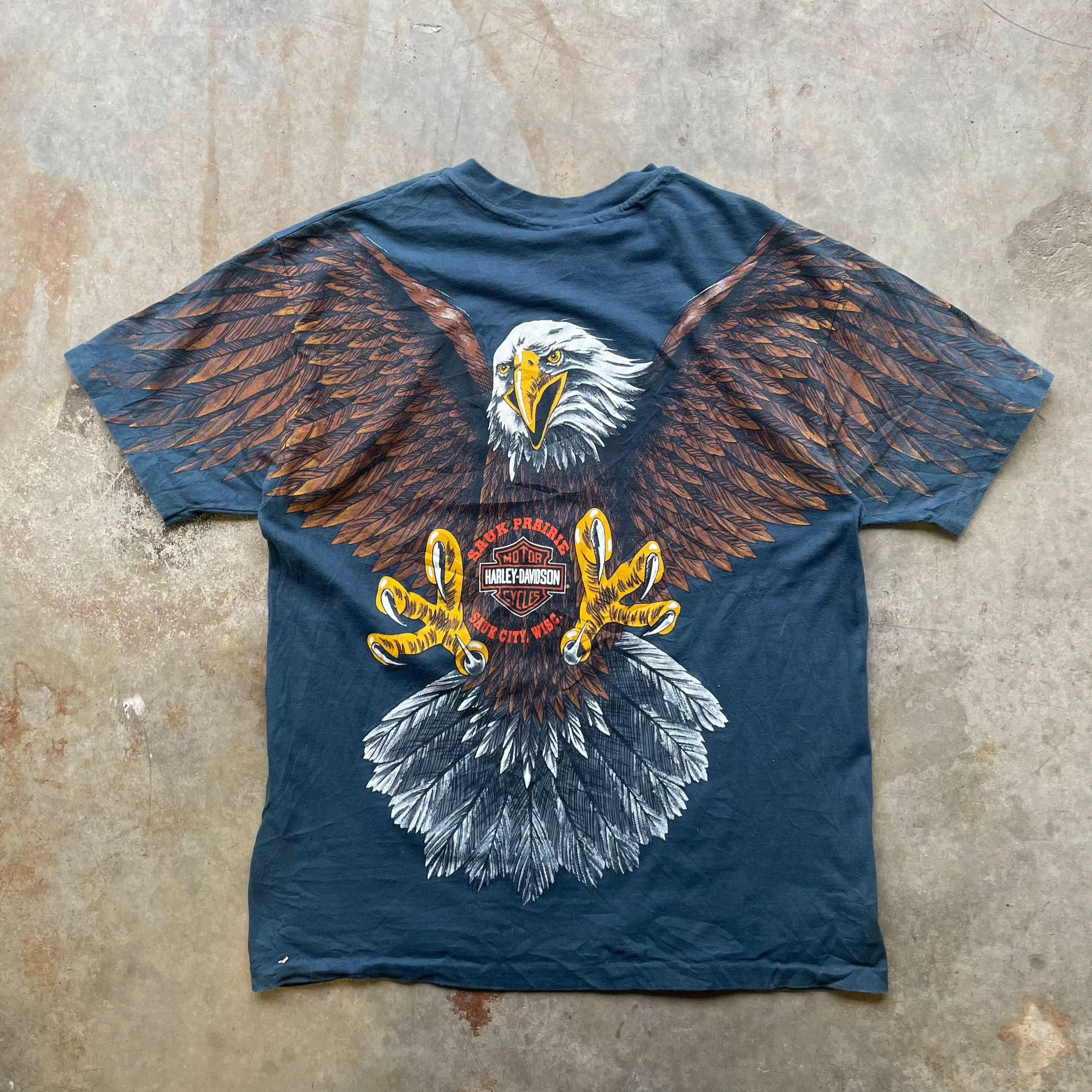 Vintage Harley Davidson Eagle AOP T-shirt T-Shirt other 