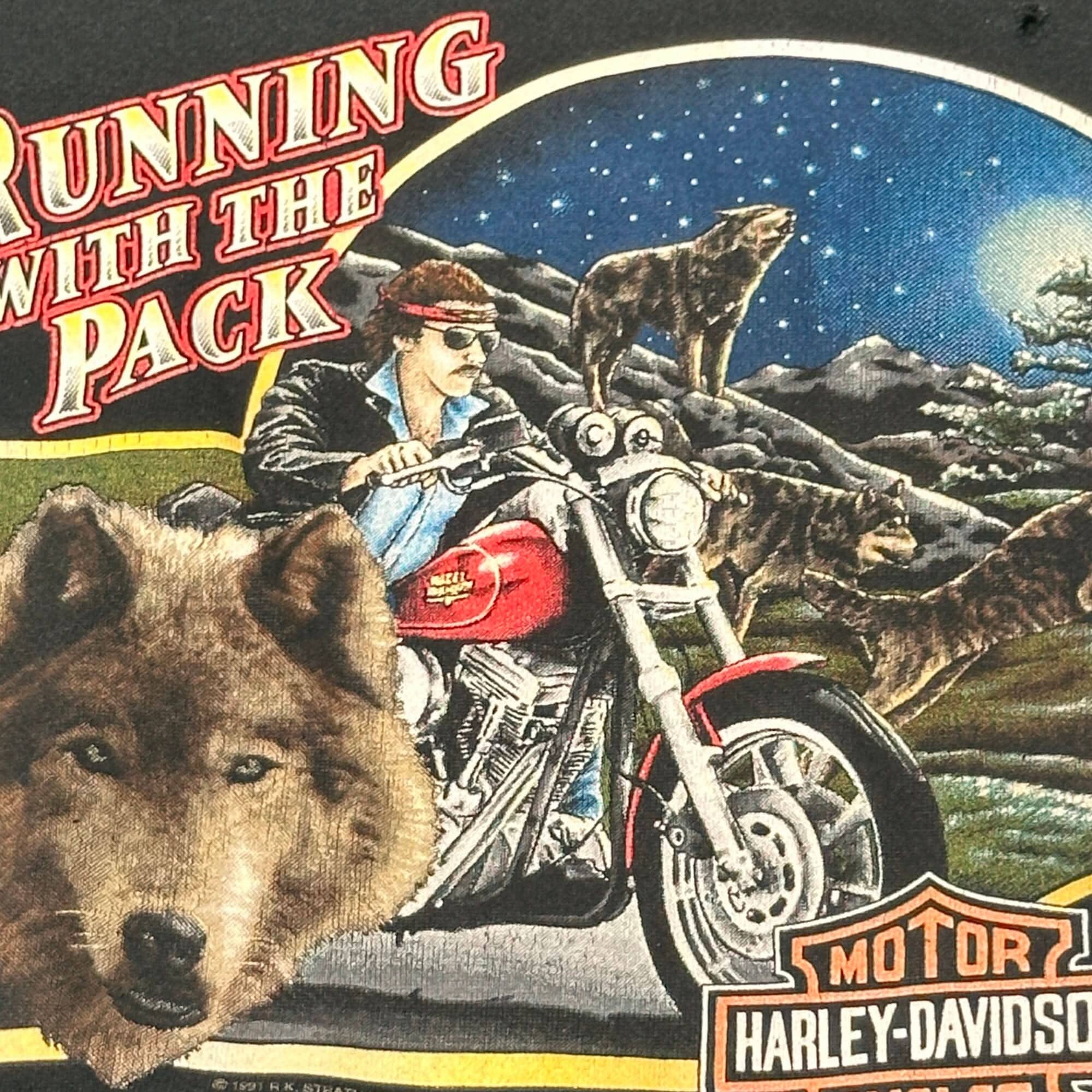 Vintage Harley-Davidson Running with the Pack Wolf Graphic Sweatshirt Size L FAIF.CA 