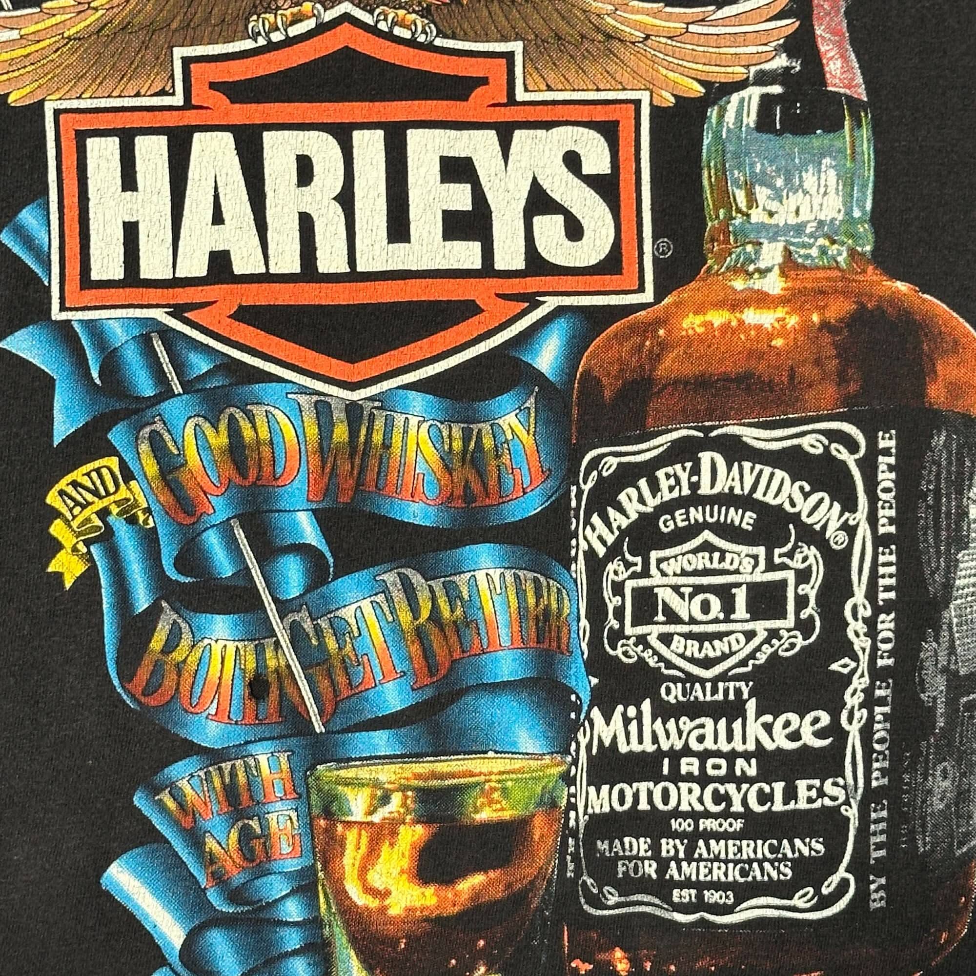Vintage Harley-Davidson Whiskey Graphic T-Shirt Size Large FAIF.CA 