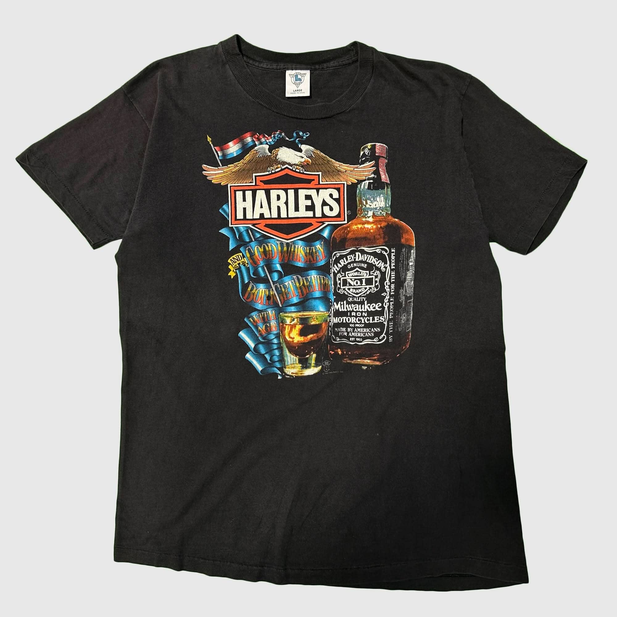 Vintage Harley-Davidson Whiskey Graphic T-Shirt Size Large FAIF.CA 