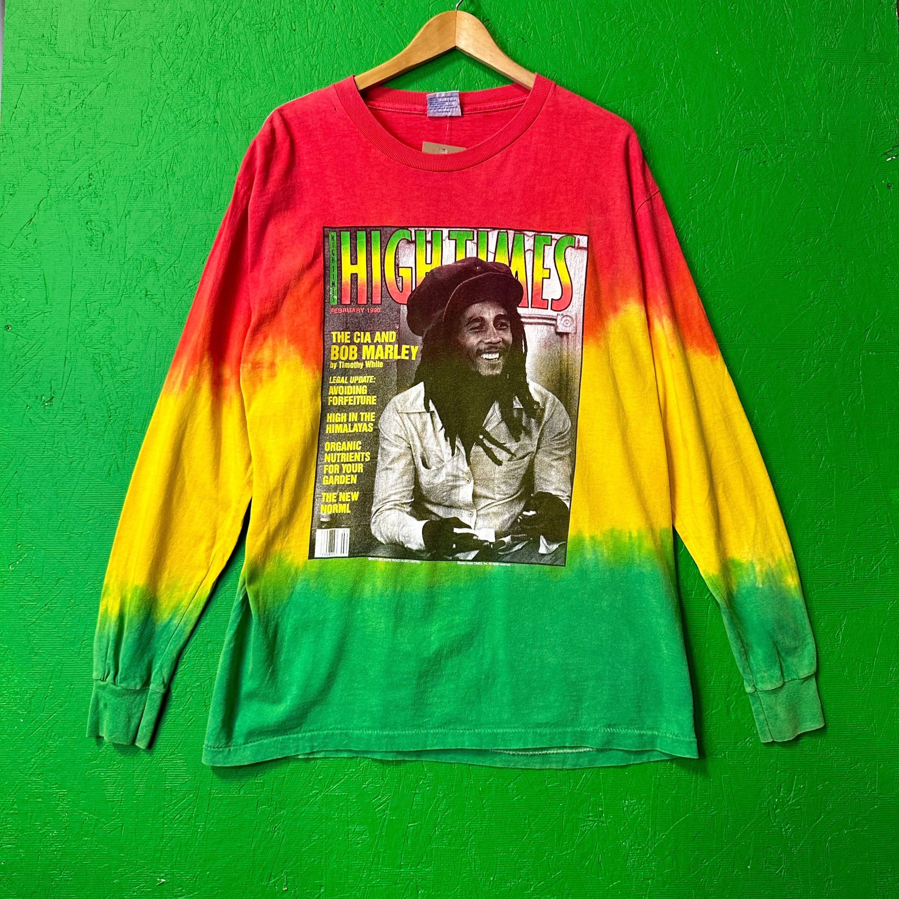 Vintage High Times Magazine Bob Marley Long Sleeve Tshirt size L T-Shirt OTHER 