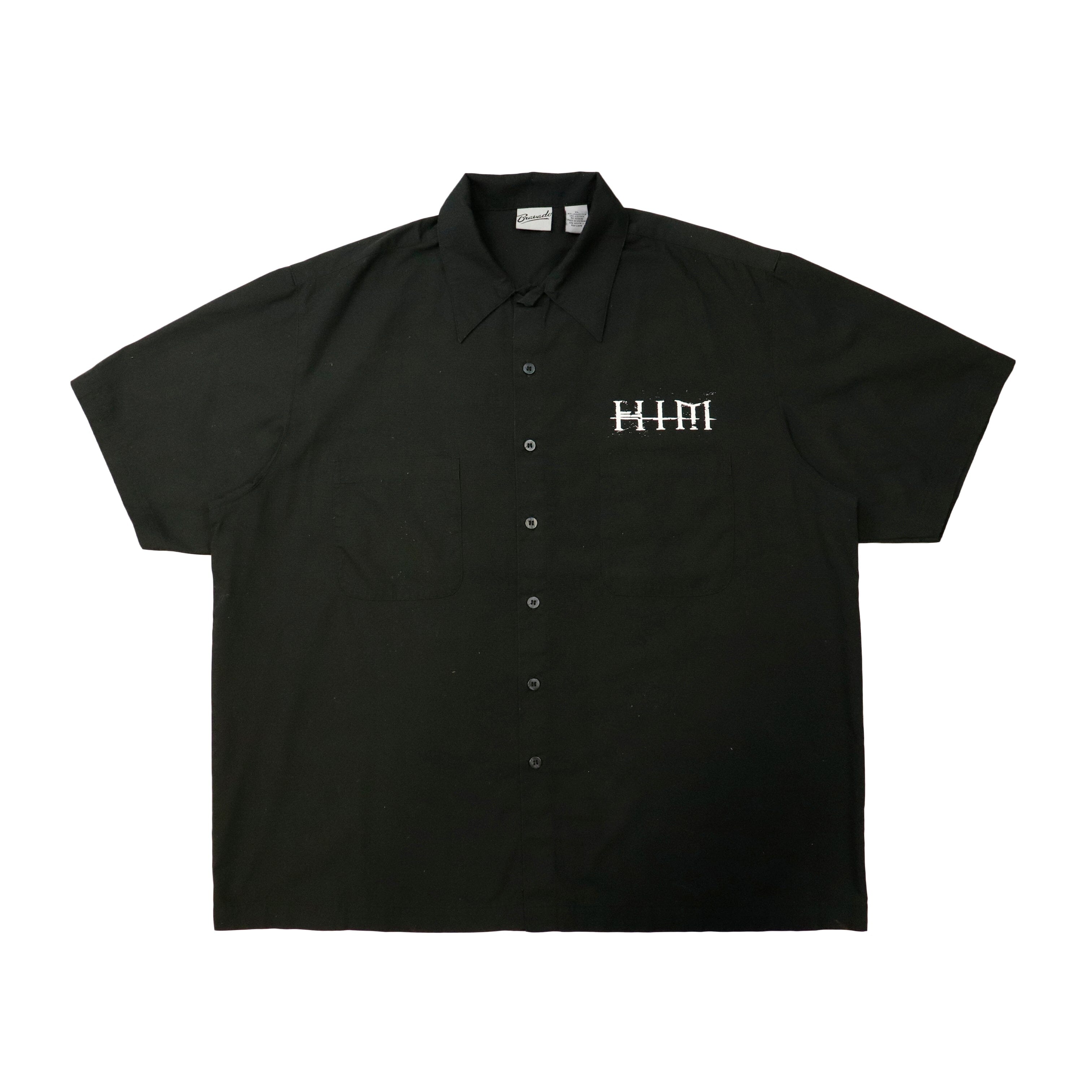 Vintage H.I.M Heartogram Graphic Button-Up Gas Station Work Shirt Size XL Bravado 