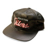 Vintage Houston Oilers Leather Snapback Hat Size One Size Script FAIF.CA 