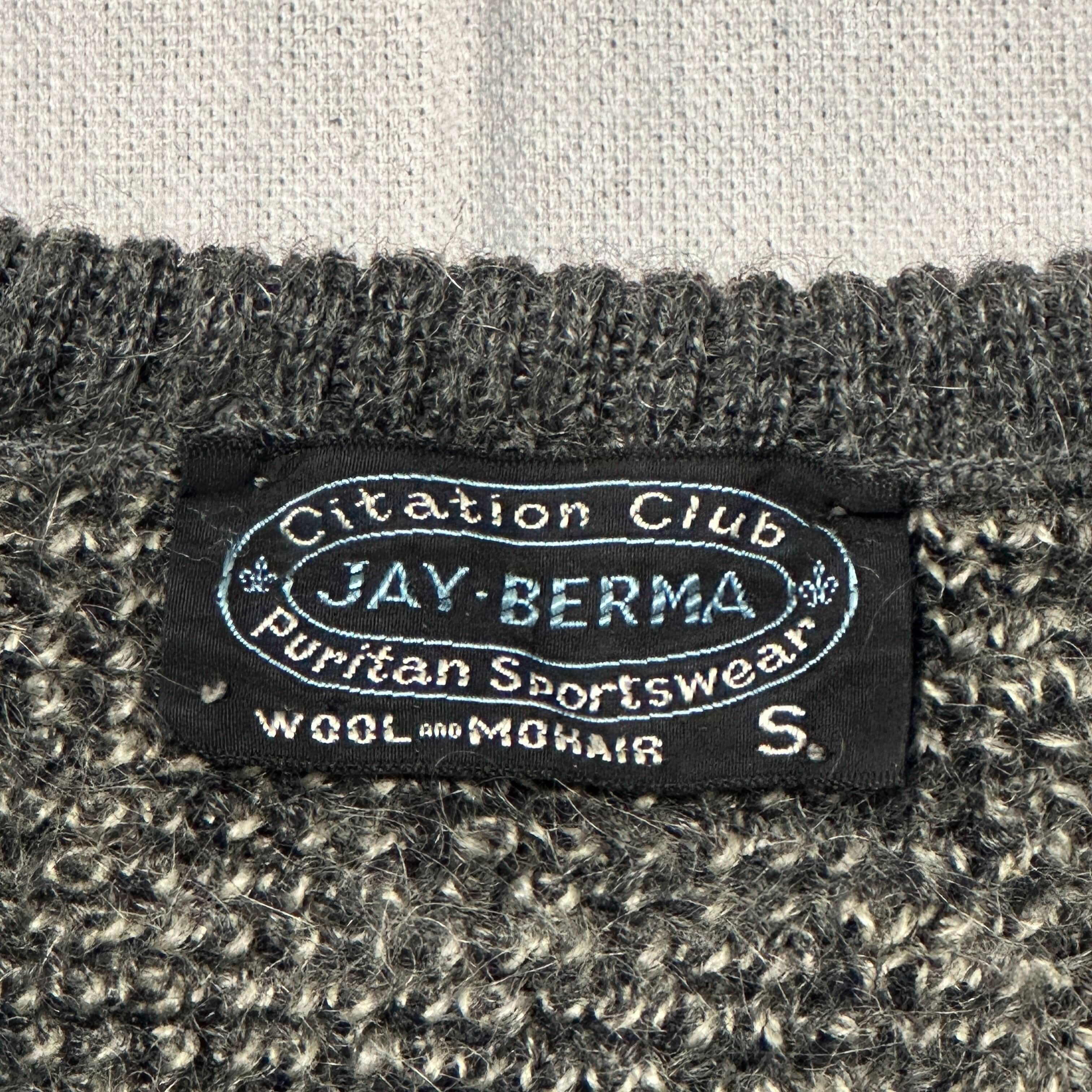 Vintage Jay-Berma Argyle Wool Mohair Sweater Size S 70s Kurt Cobain FAIF.CA 