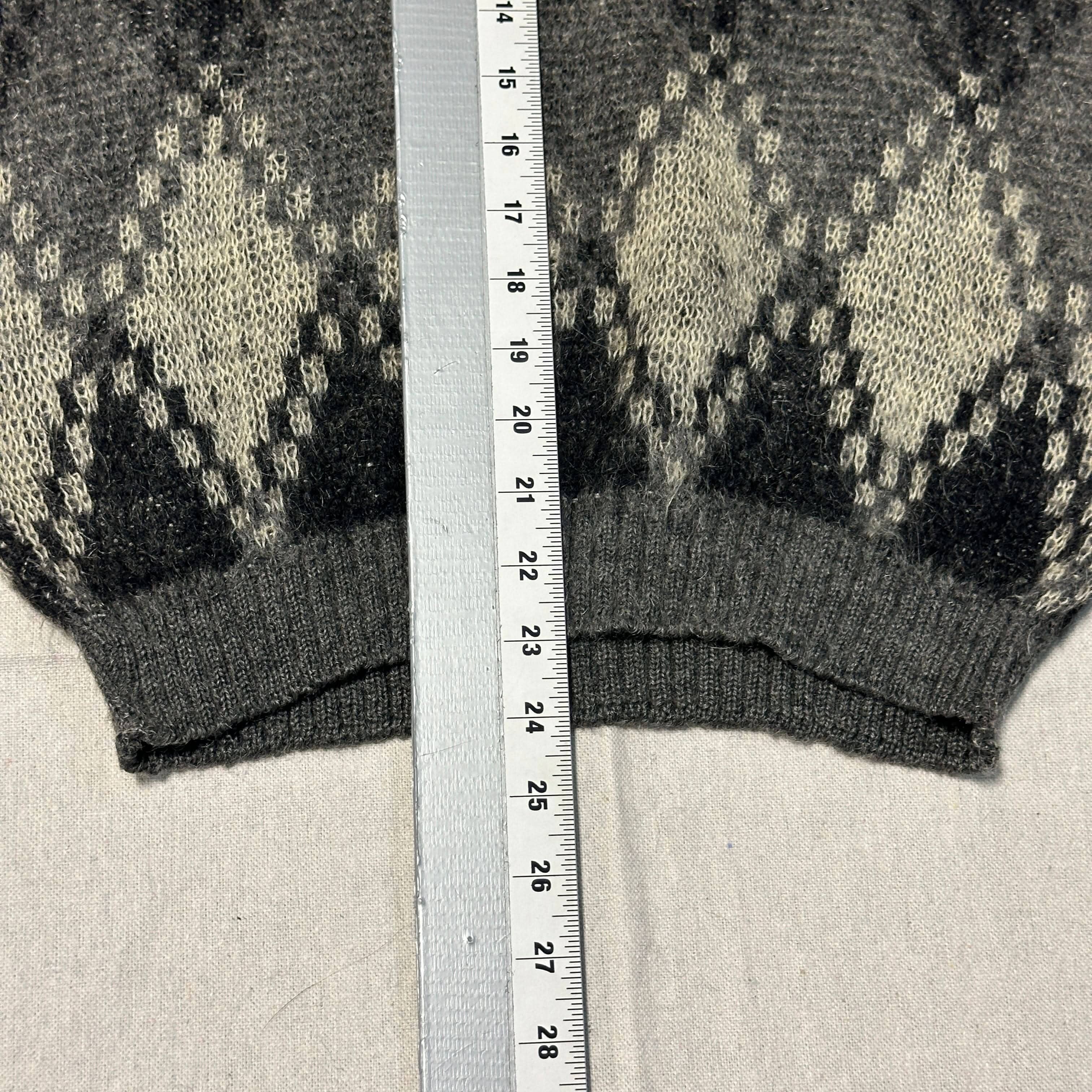 Vintage Jay-Berma Argyle Wool Mohair Sweater Size S 70s Kurt Cobain FAIF.CA 