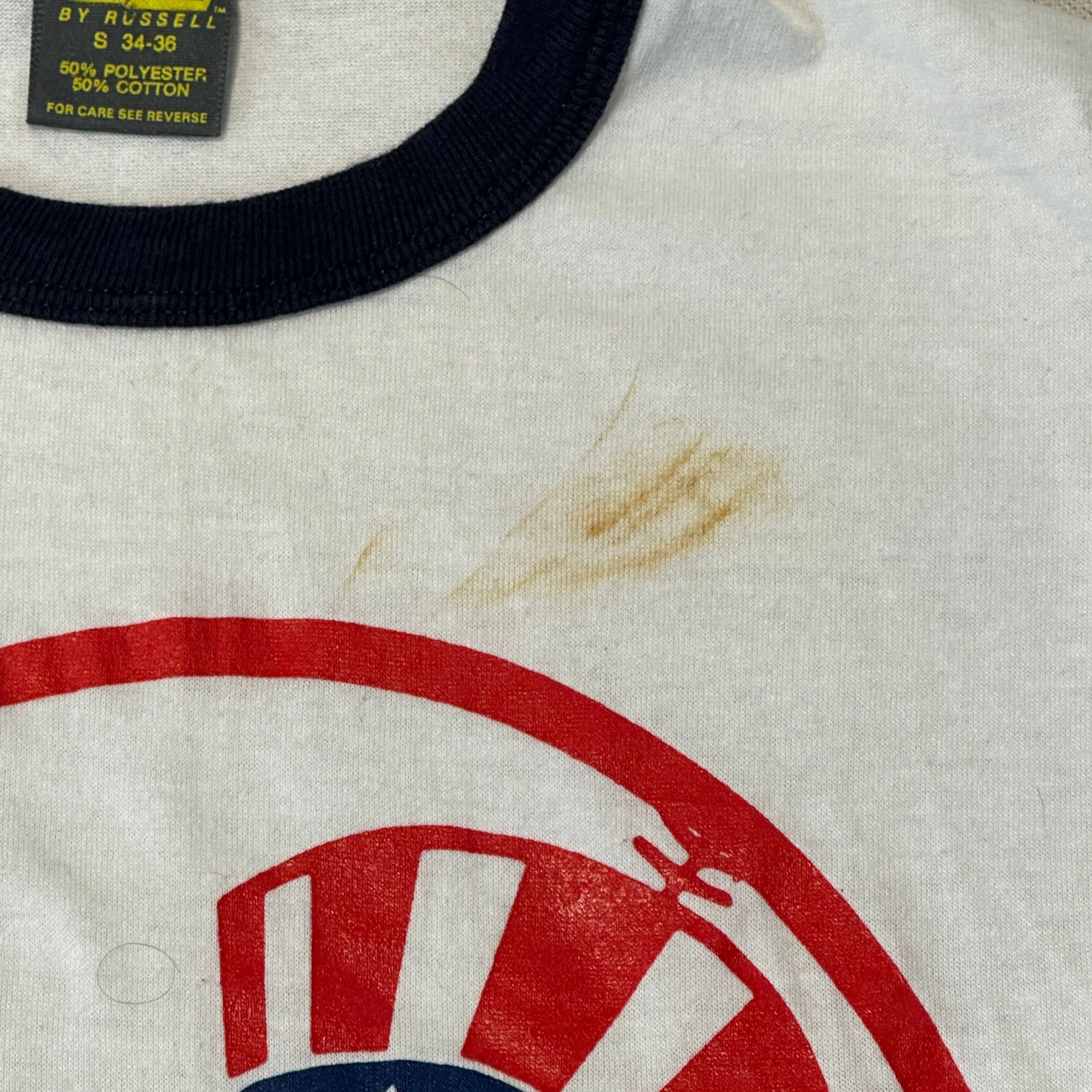 Vintage Jerzees Yankees Ringer T-Shirt Size S 80s FAIF.CA 