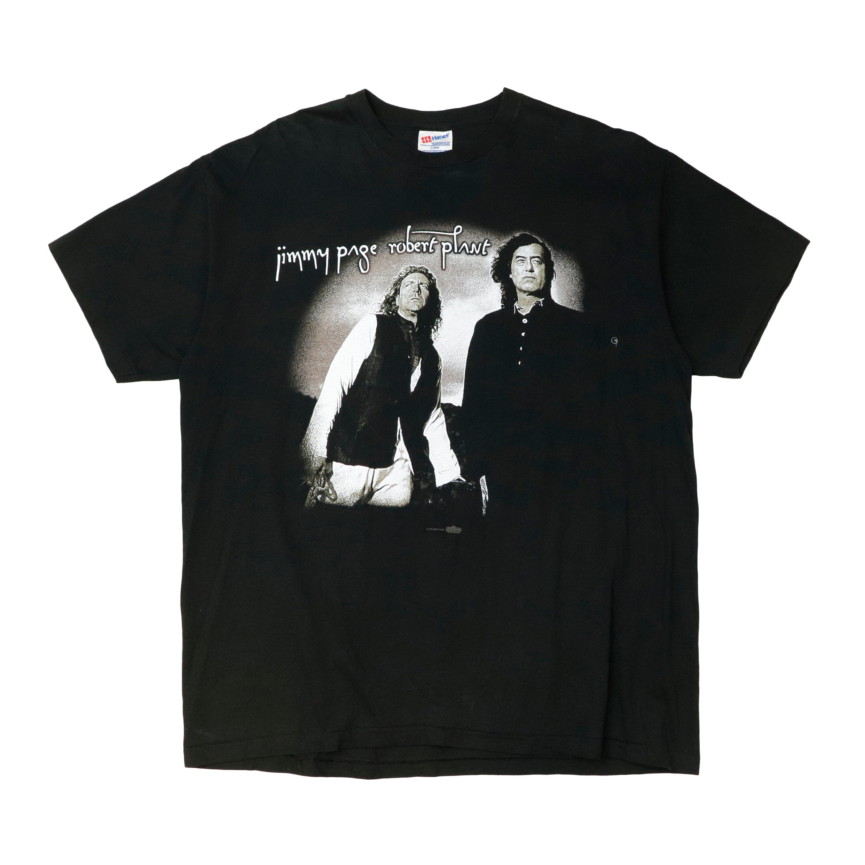 Vintage Jimmy Page Robert Plant Led Zepplin Black T-Shirt Size XL Hanes 