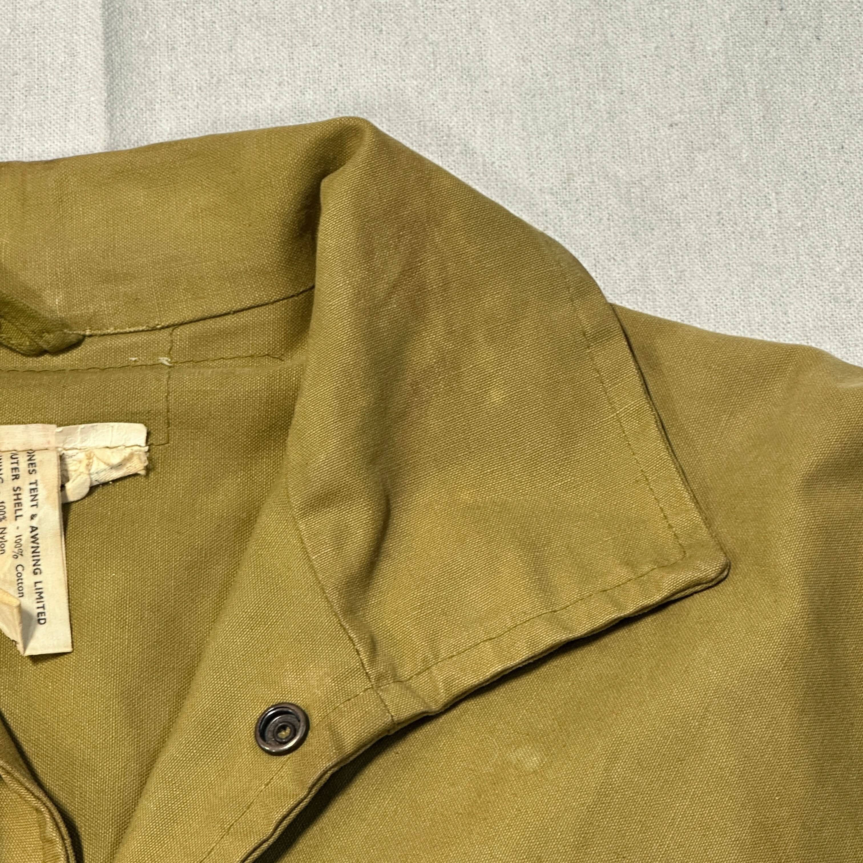 Vintage Jones Tent & Awning Tan Work Jacket Size Large 40s Hunting Cruiser Mackinaw FAIF.CA 