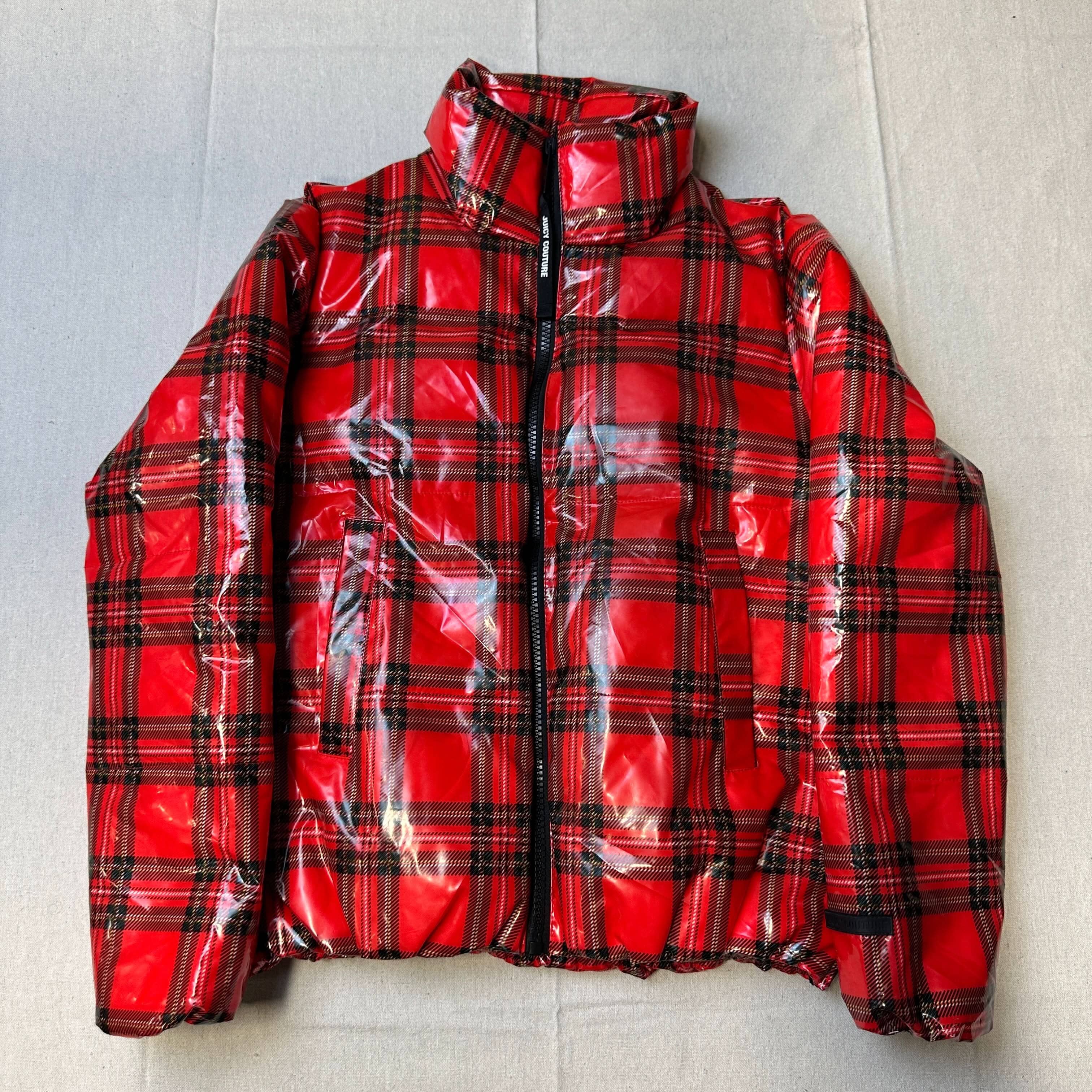 Vintage Juicy Couture Red Plaid Puffer Jacket Size M FAIF.CA 
