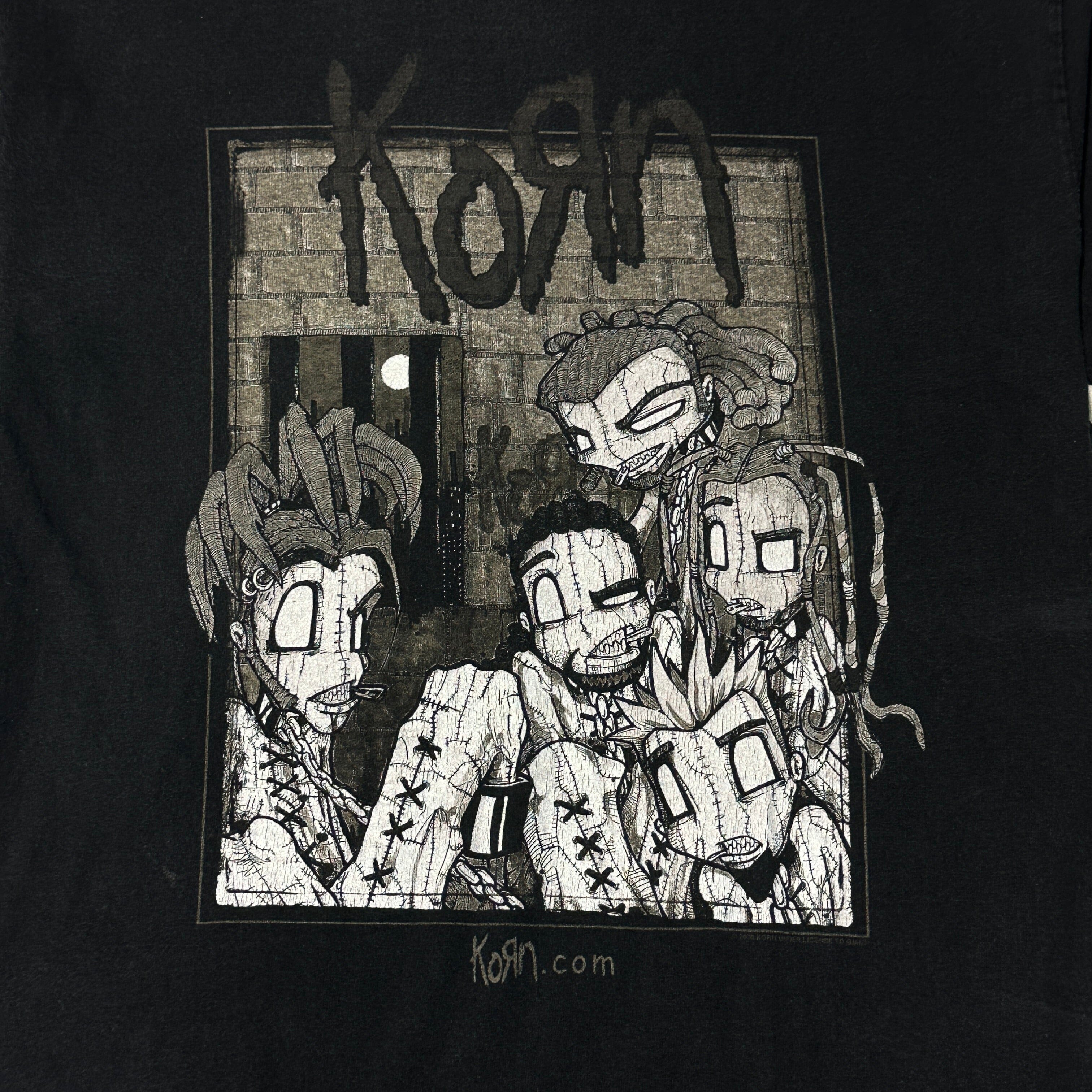 Vintage Korn Cartoon Graphic Tour T-Shirt Size Large 90s FAIF.CA 