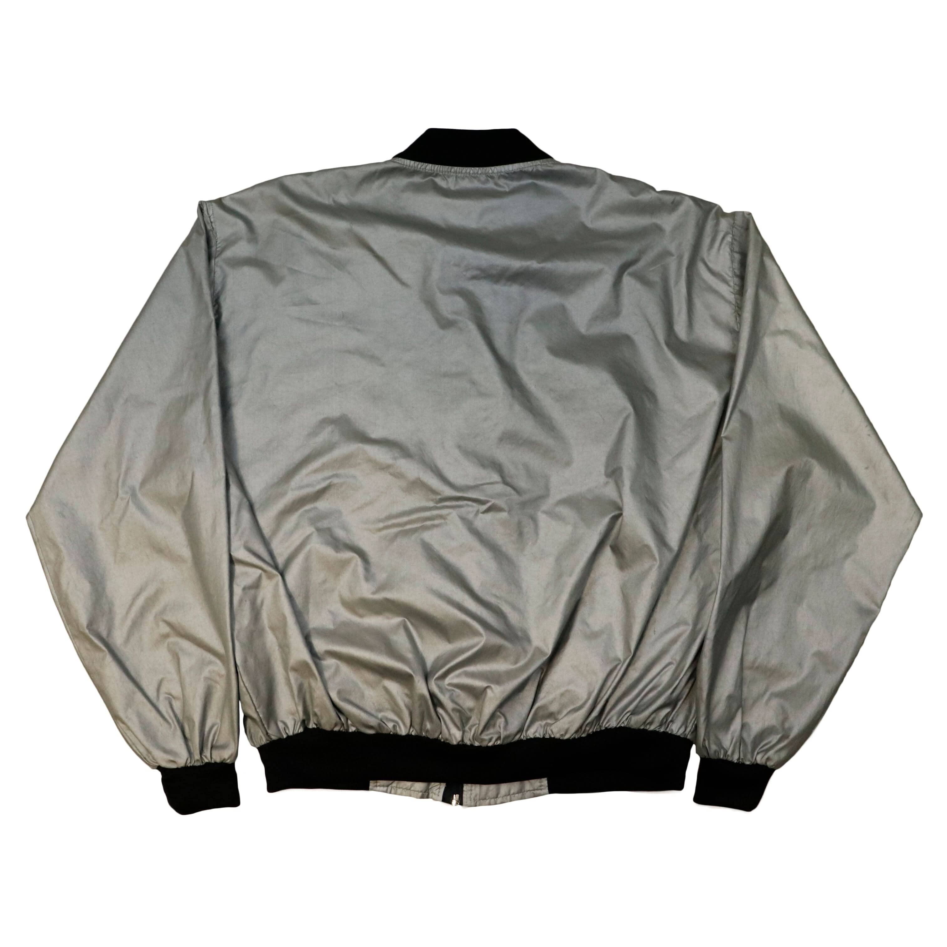 Vintage Lagerfeld Photo Silver Bomber Jacket Size L FAIF.CA 