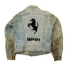Vintage Lee Denim Custom Ferrari Embroidered Folk Art 70s 80s Acid Wash Lee 