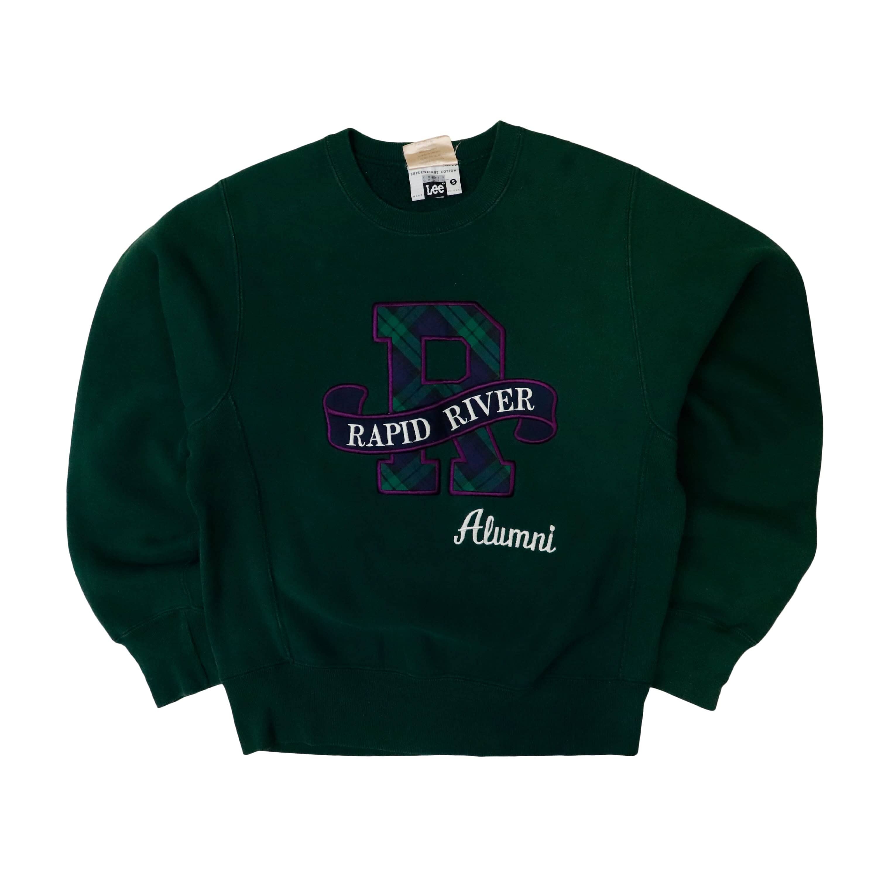 Vintage Lee Rapid River Alumni Plaid Letter Sweatshirt Size S FAIF.CA 