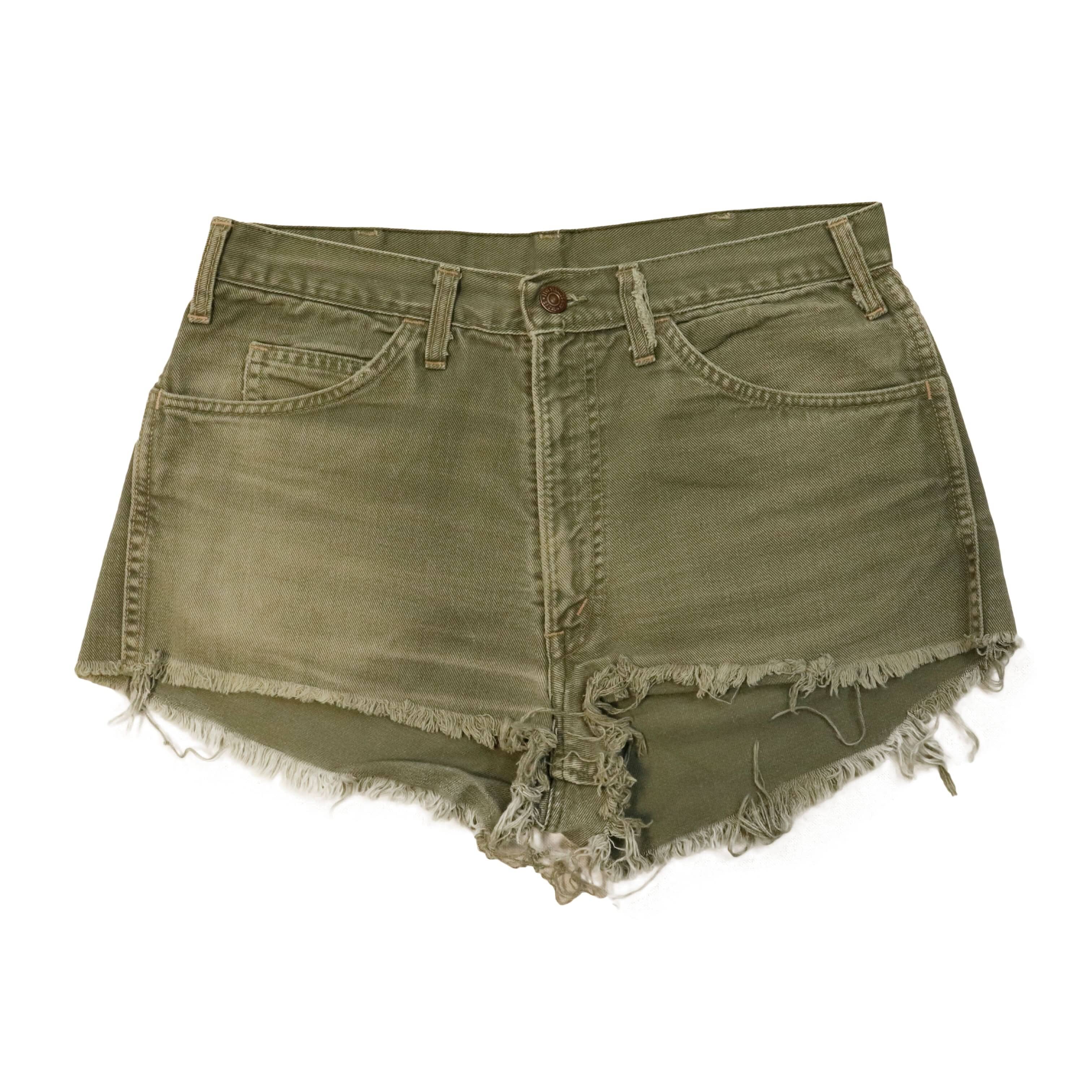 Vintage Levi Big E Strauss Frayed Cutoff Denim Shorts Size N/A 70s FAIF.CA 