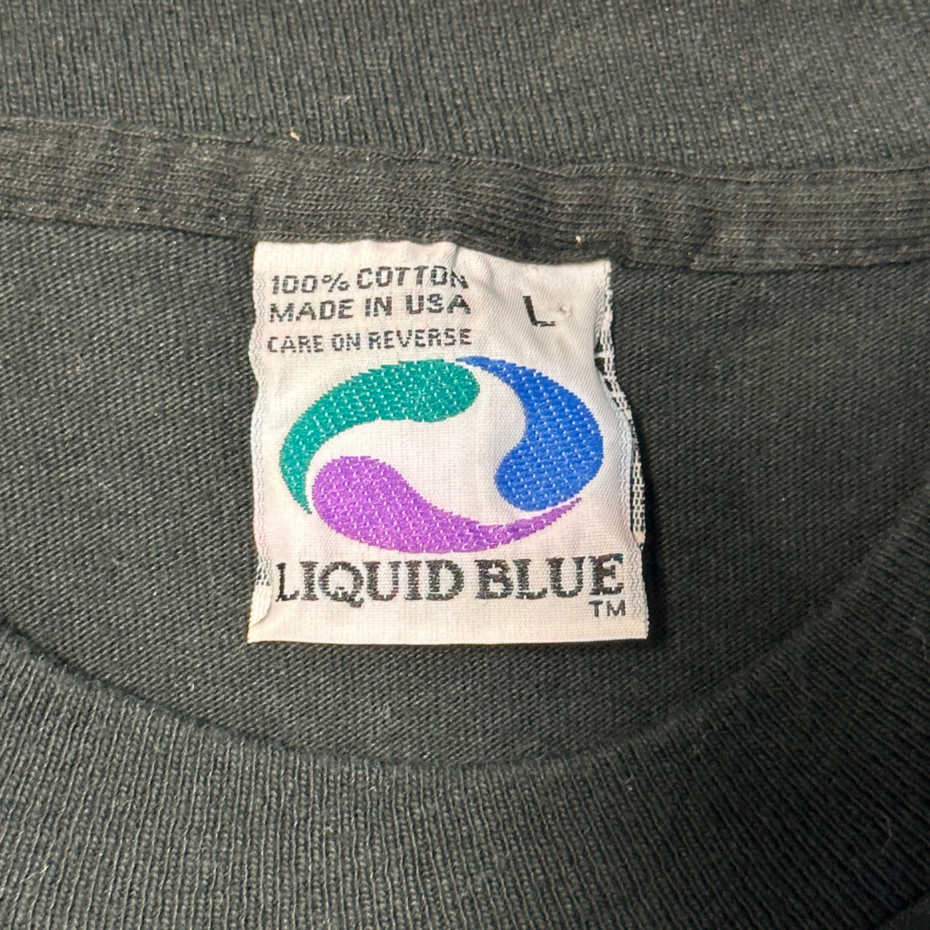 Vintage Liquid Blue Jerry Garcia Graphic T-Shirt Size L Grateful Dead FAIF.CA 