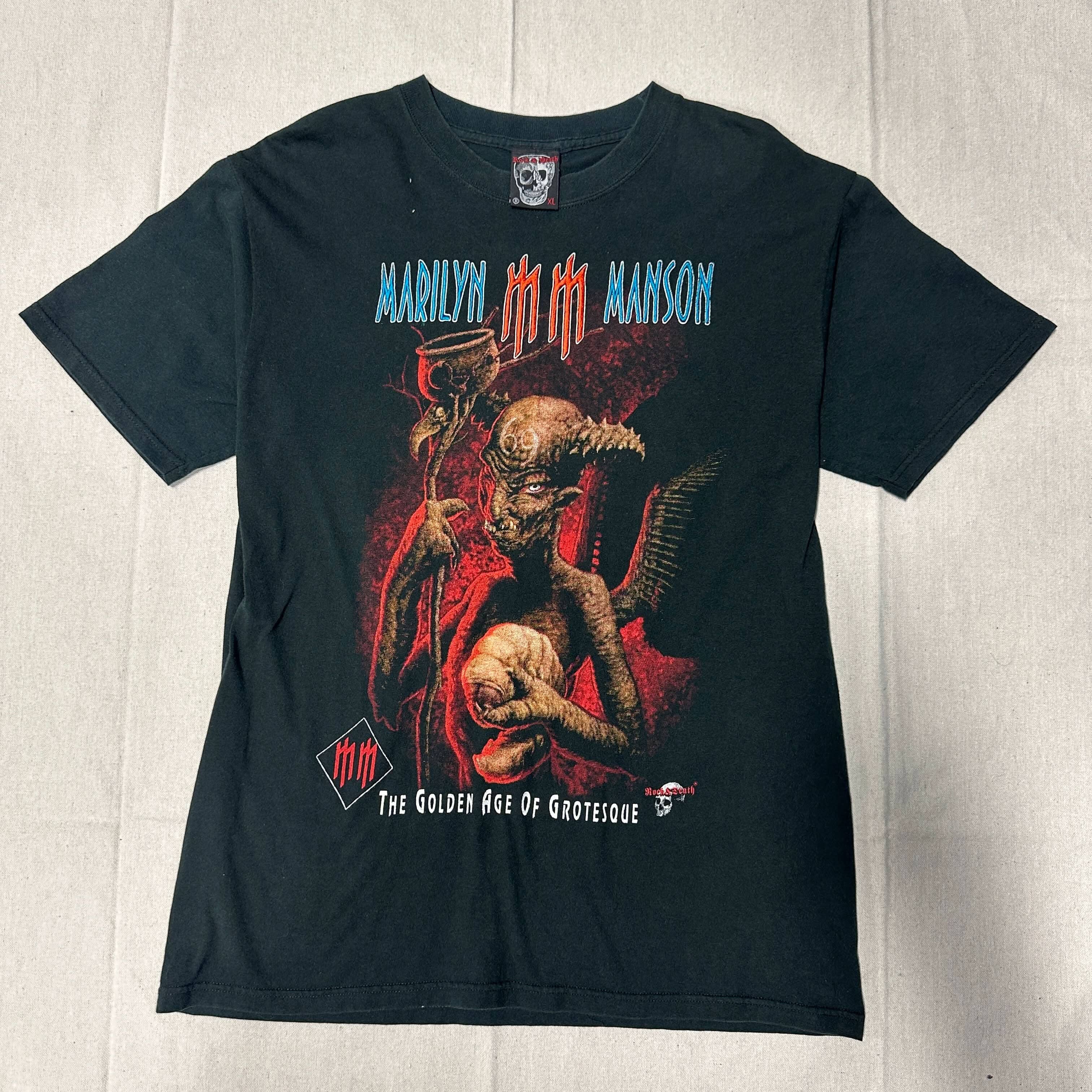 Vintage Marilyn Manson Rock & Death Graphic Band T-Shirt Size XL FAIF.CA 
