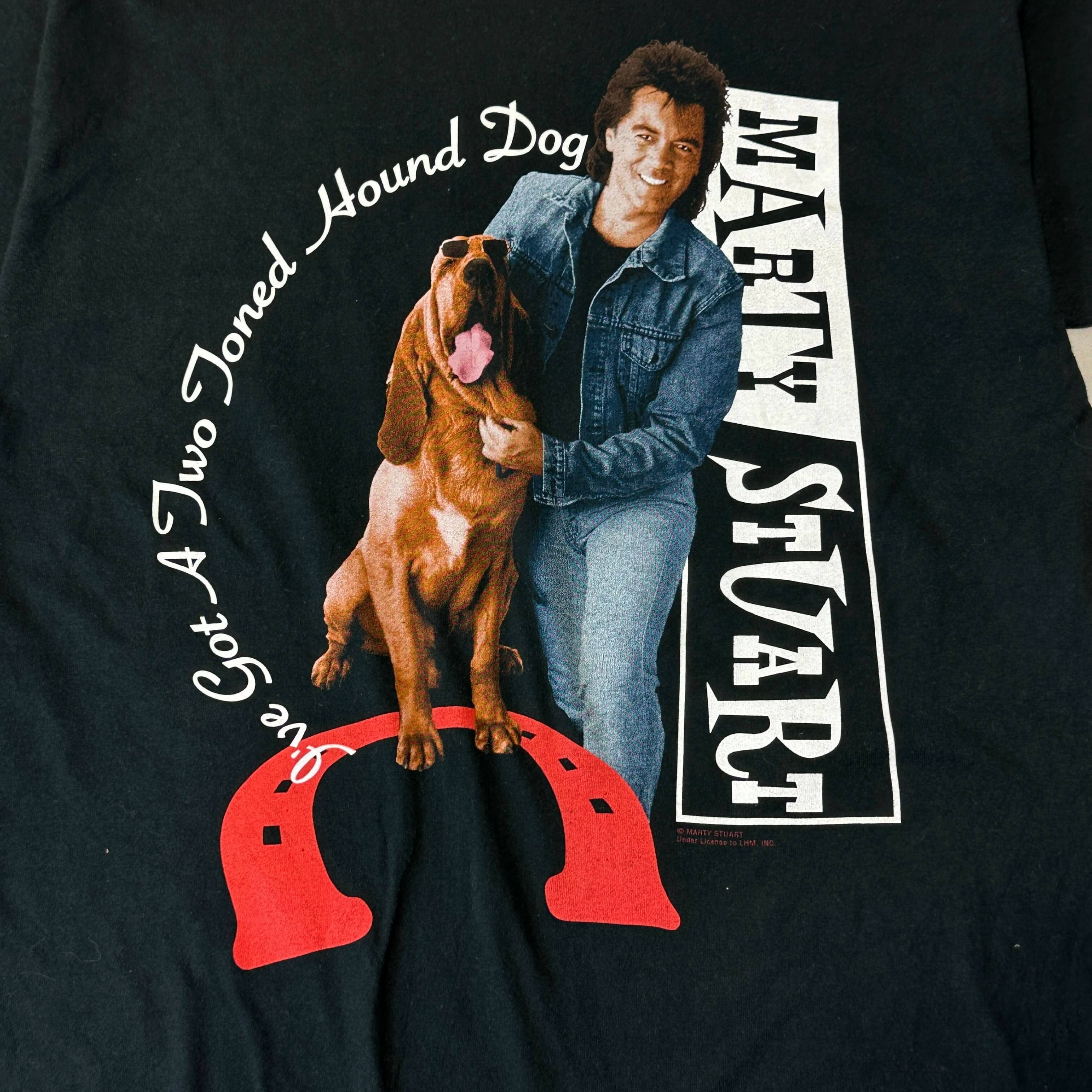 Vintage Marty Stuart Graphic Hound Dog Country Music T-Shirt Size XL FAIF.CA 