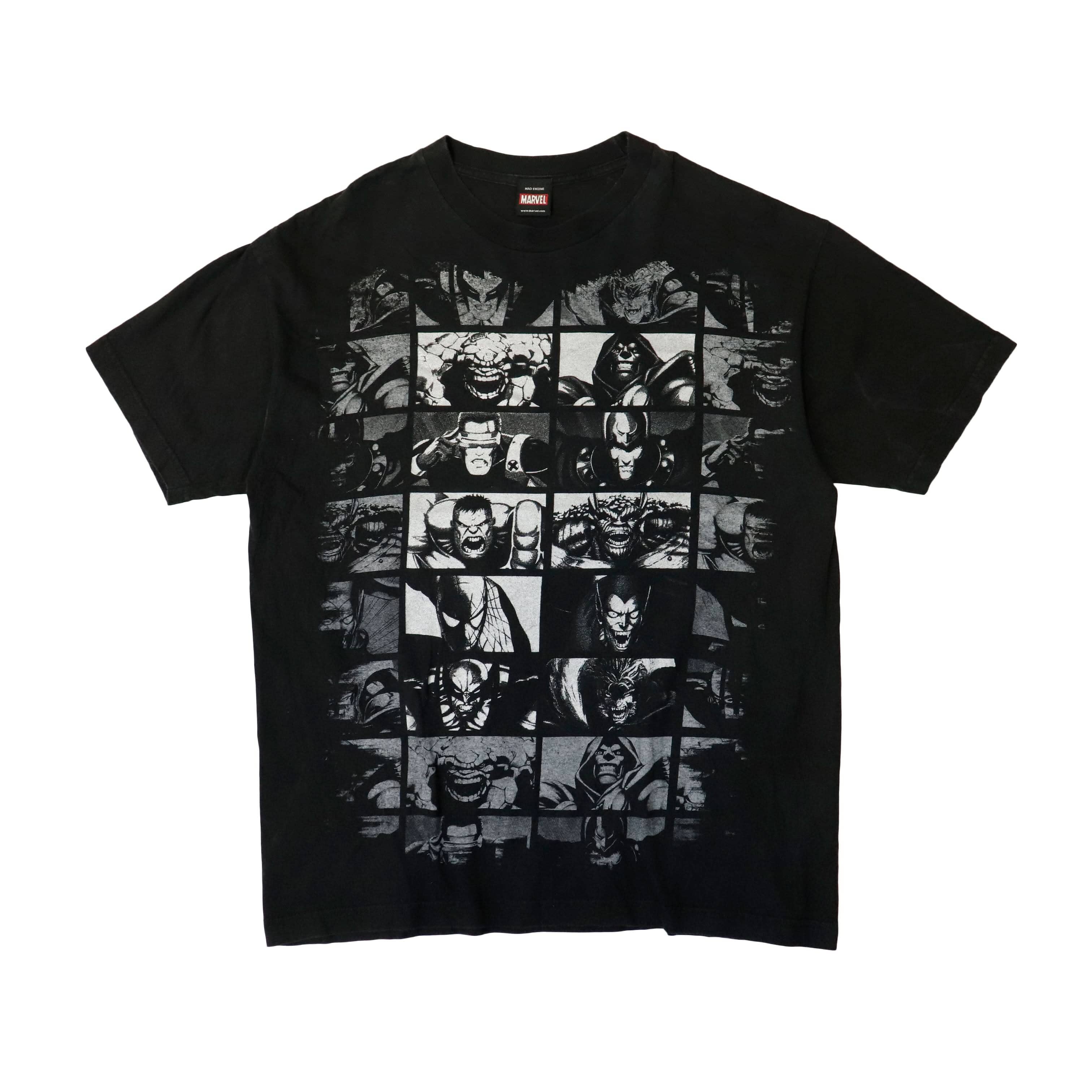 Vintage Marvel Mad Engine Comic Characters Graphic T-Shirt Size L FAIF.CA 