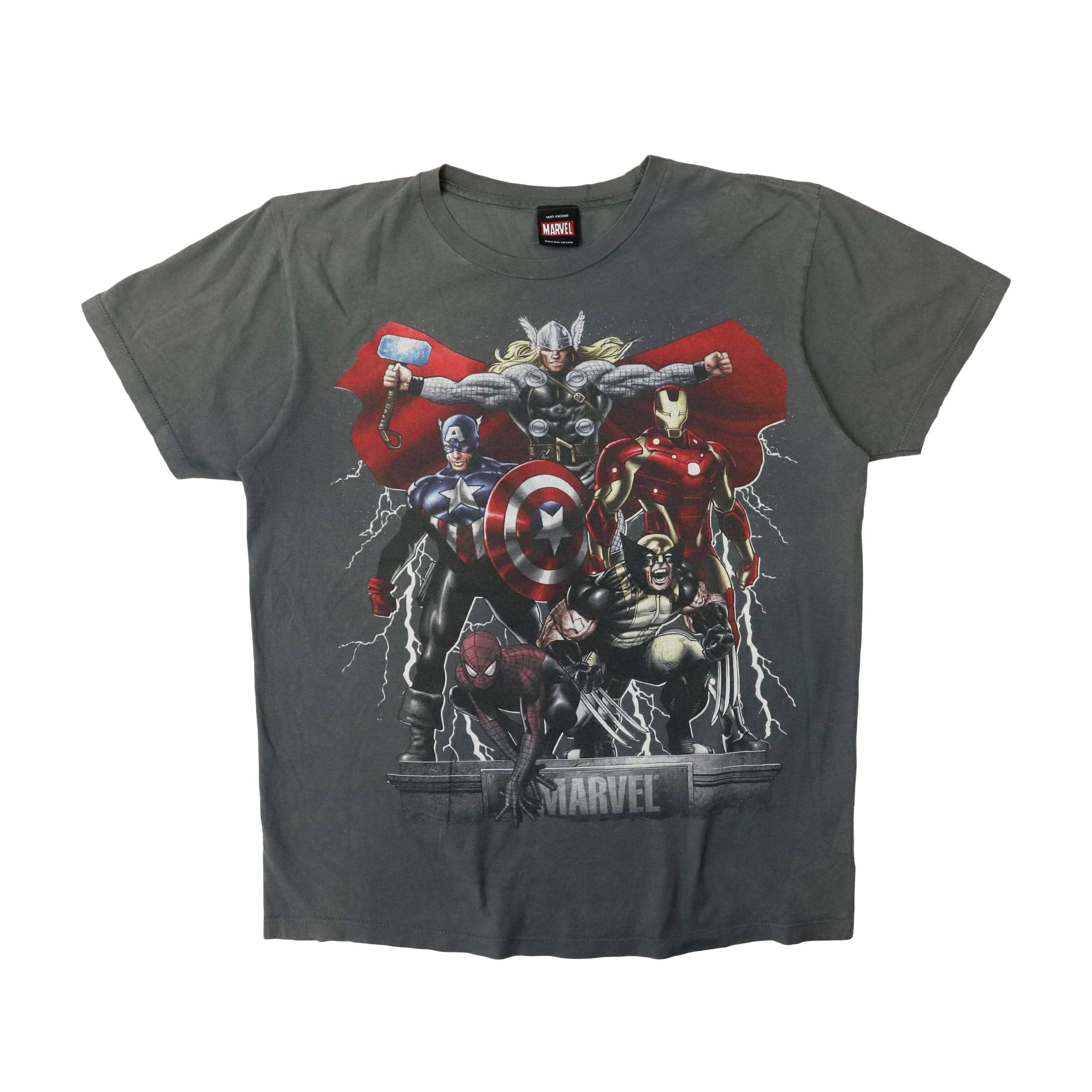 Vintage Marvel Mad Engine Superheroes Graphic T-Shirt Size M FAIF.CA 
