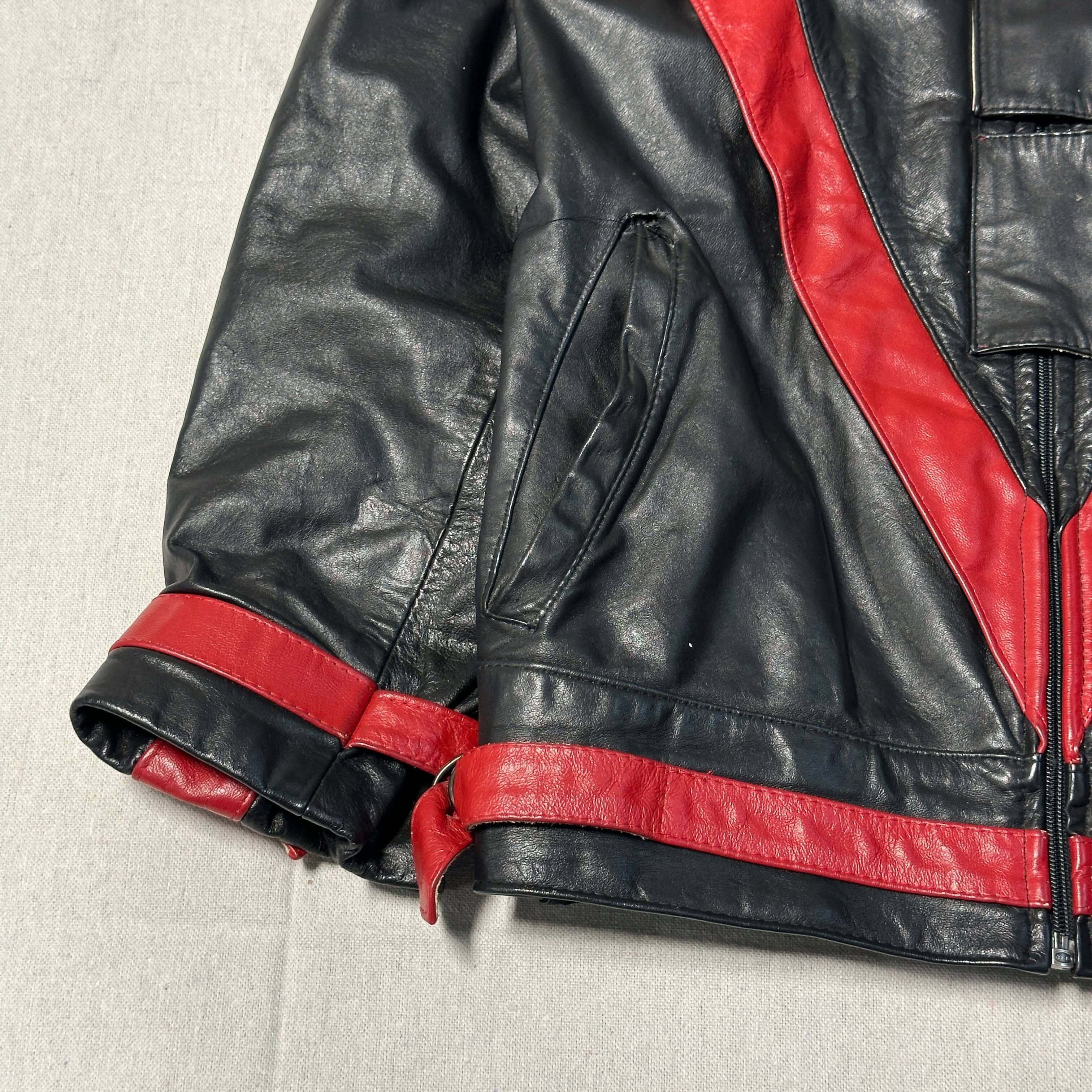 Vintage Michael Jackson Thriller Jonathan Christopher Black and Red Leather Jacket Size S FAIF.CA 