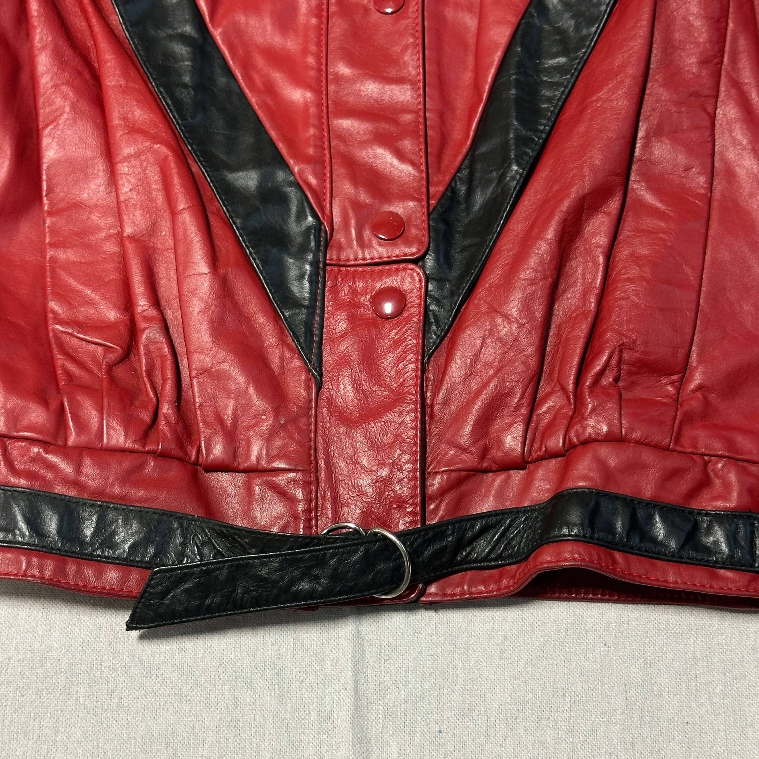 Vintage Michael Jackson Thriller Phoenix Red and Black Leather Jacket Size 3/4 FAIF.CA 
