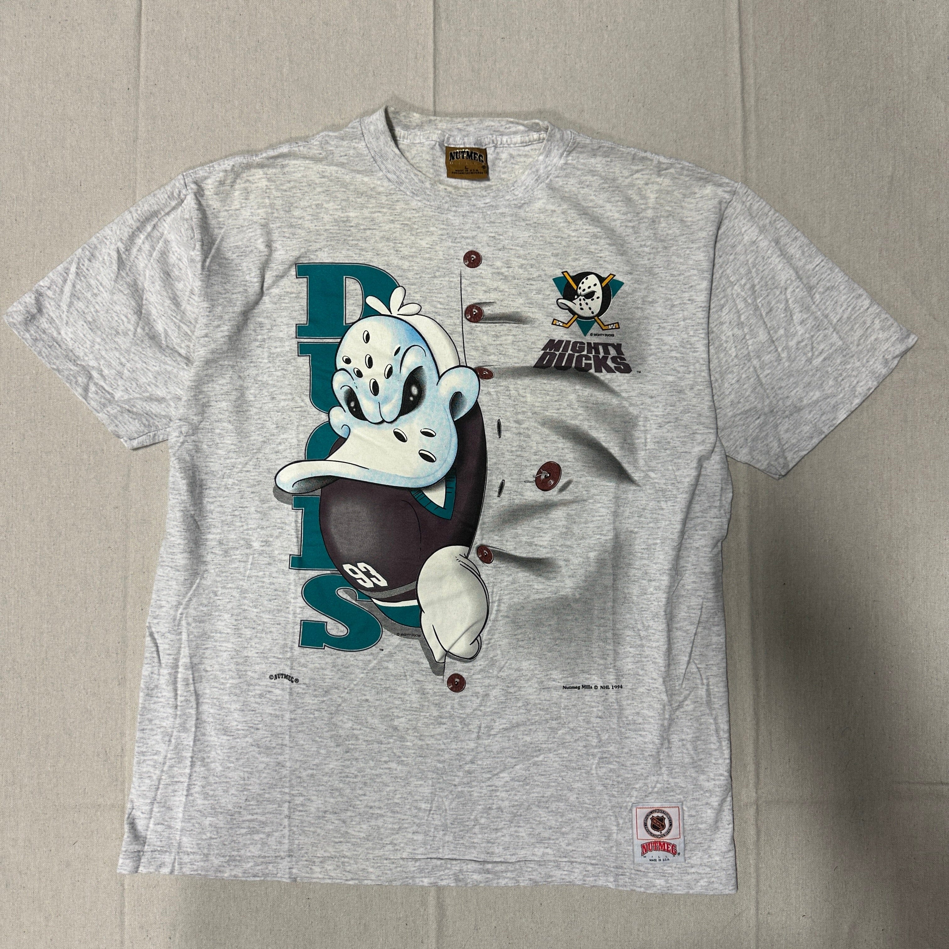 Vintage Mighty Ducks Nutmeg Mills Cartoon Graphic T-Shirt Size Large FAIF.CA 