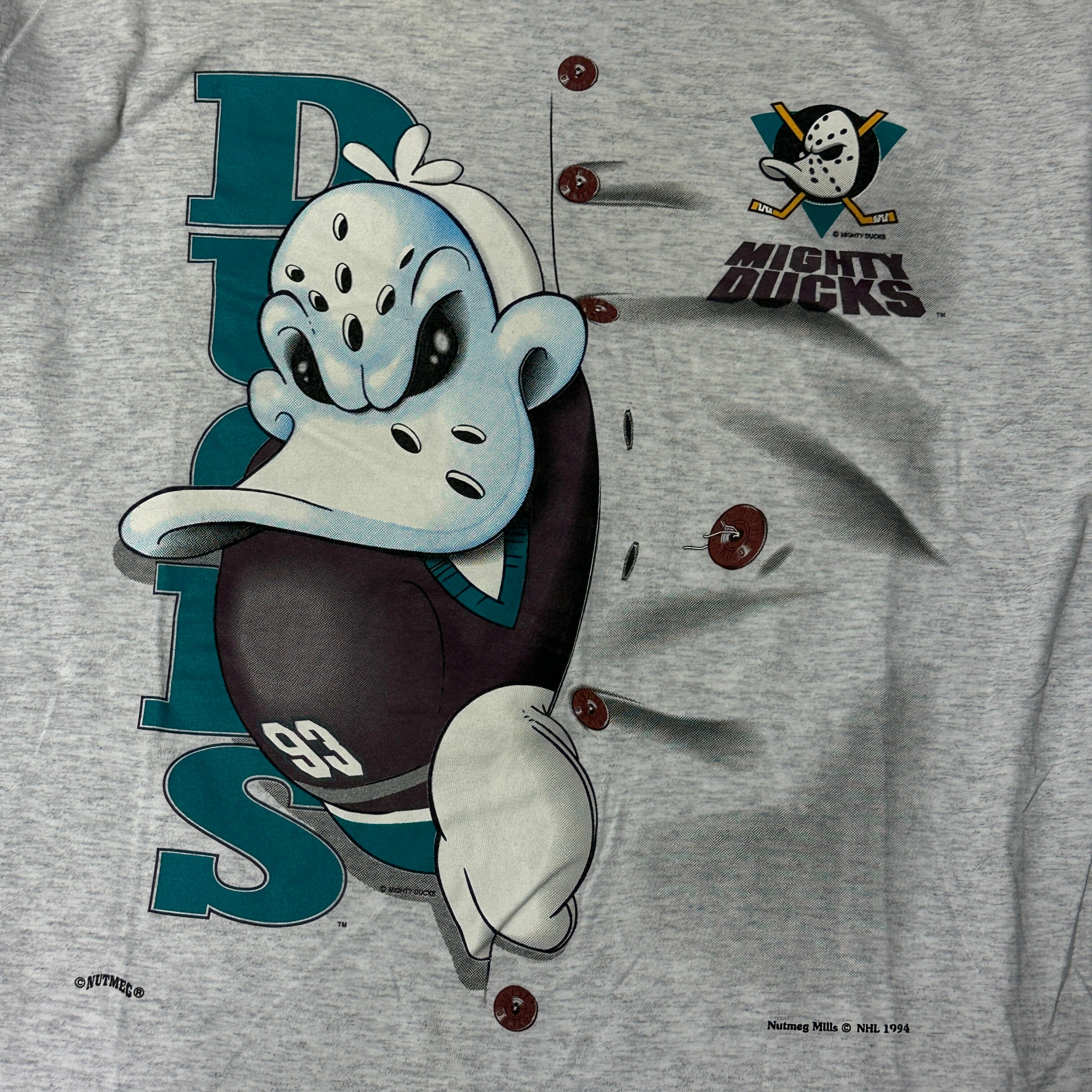 Vintage Mighty Ducks Nutmeg Mills Cartoon Graphic T-Shirt Size Large FAIF.CA 