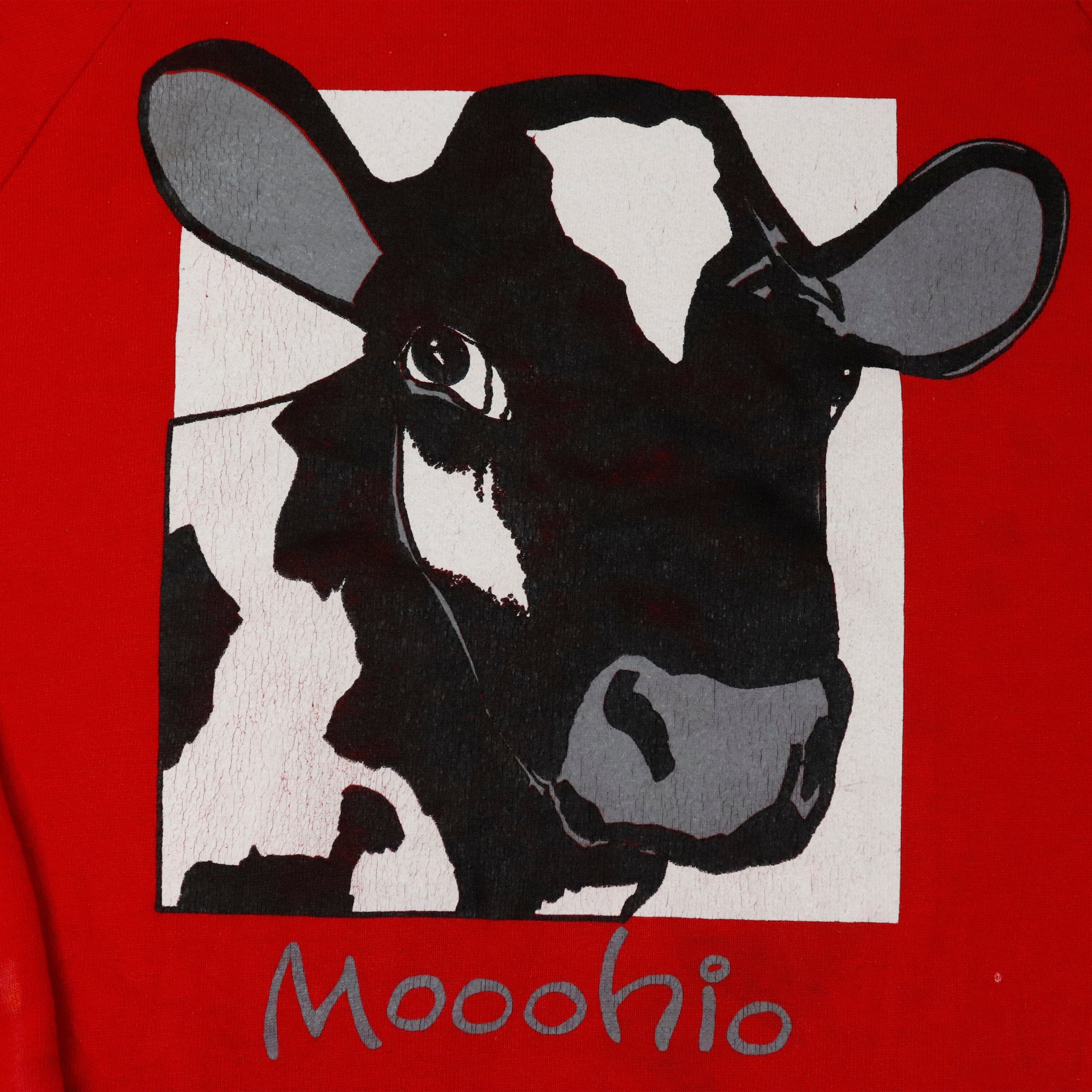 Vintage Moohio Cow Red Crewneck Size L Jerzees 