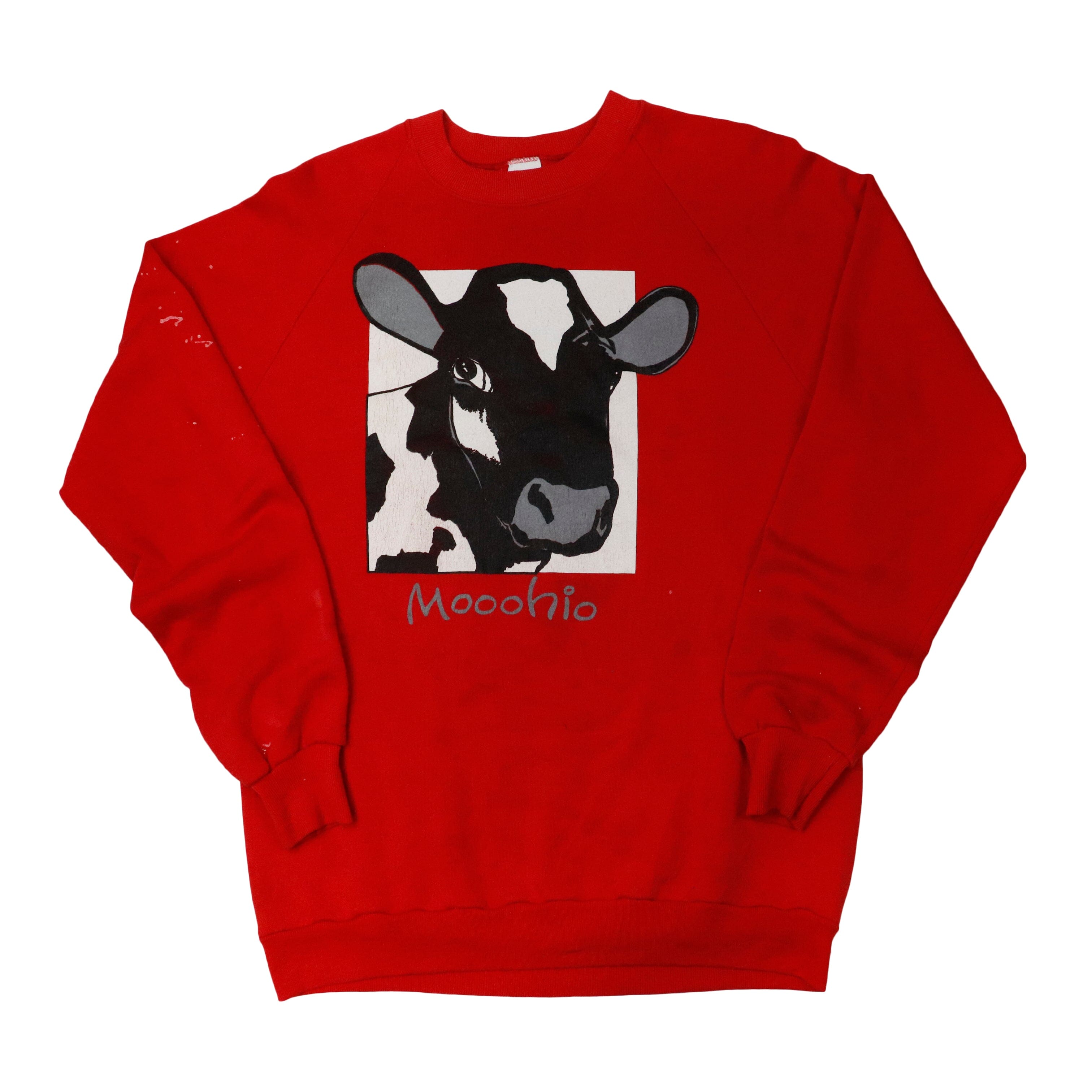 Vintage Moohio Cow Red Crewneck Size L Jerzees 