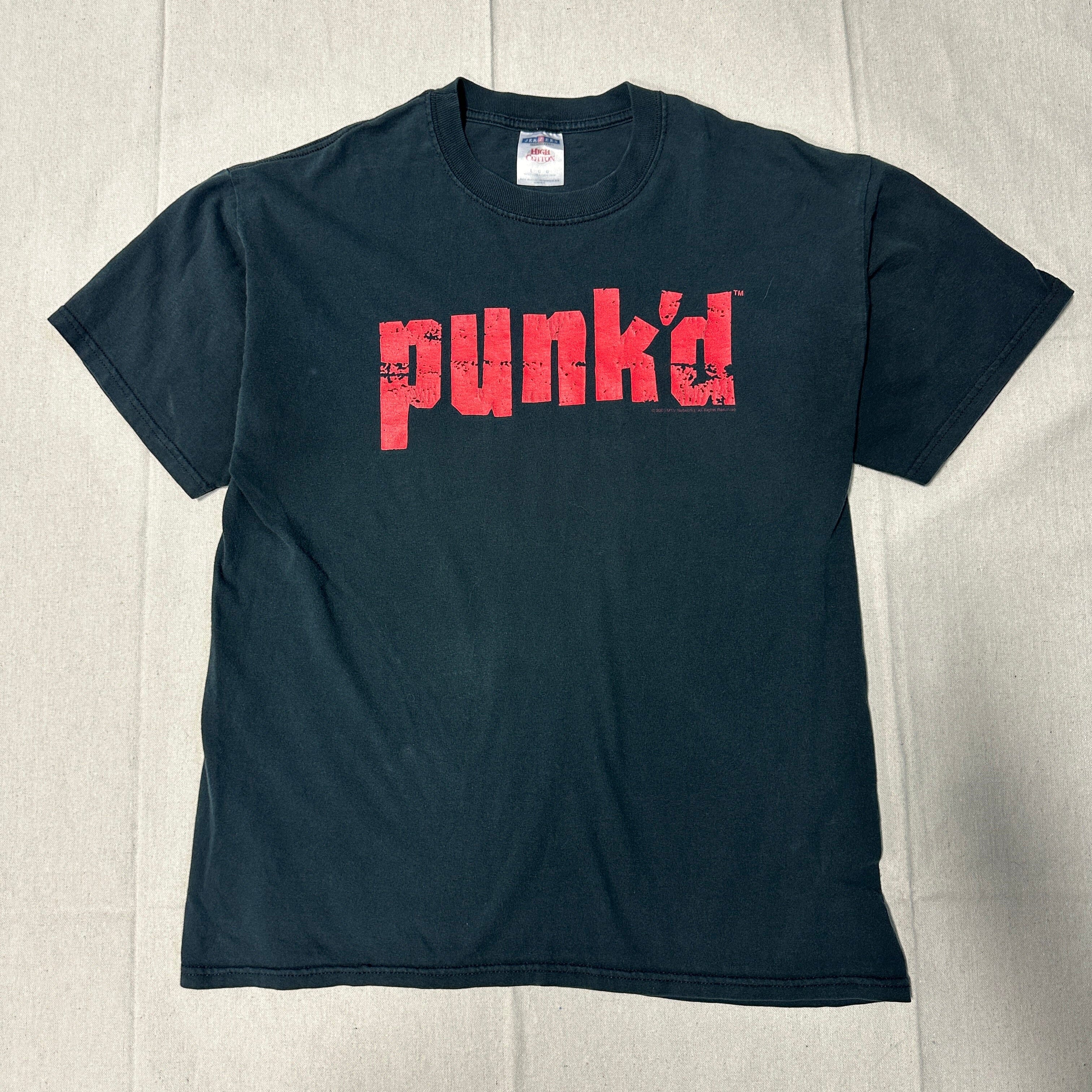 Vintage MTV Punk'd Graphic Black T-Shirt Size L Aston Kutcher y2k FAIF.CA 