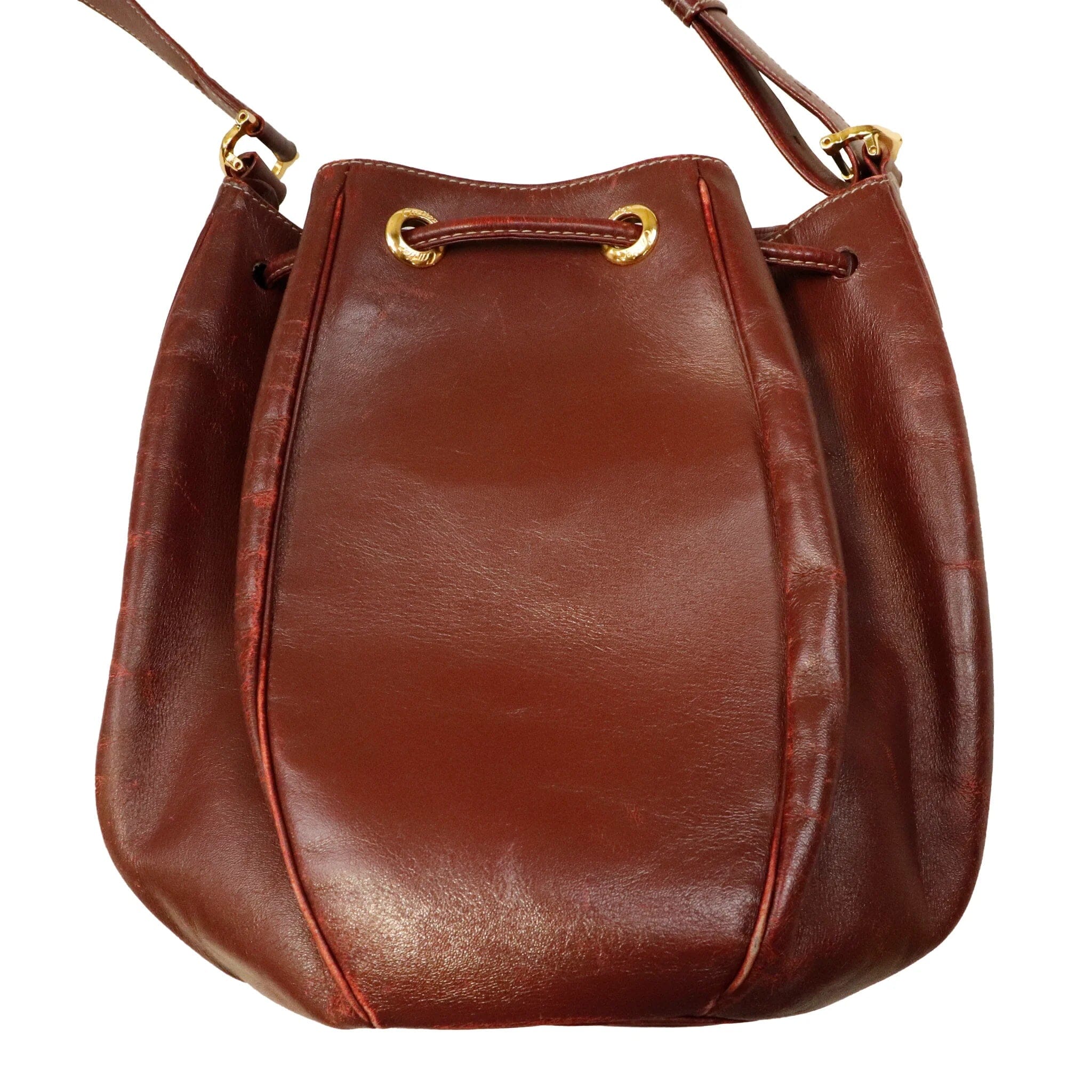 Vintage Must de Cartier Paris Red Leather Bag Purse 80s M 