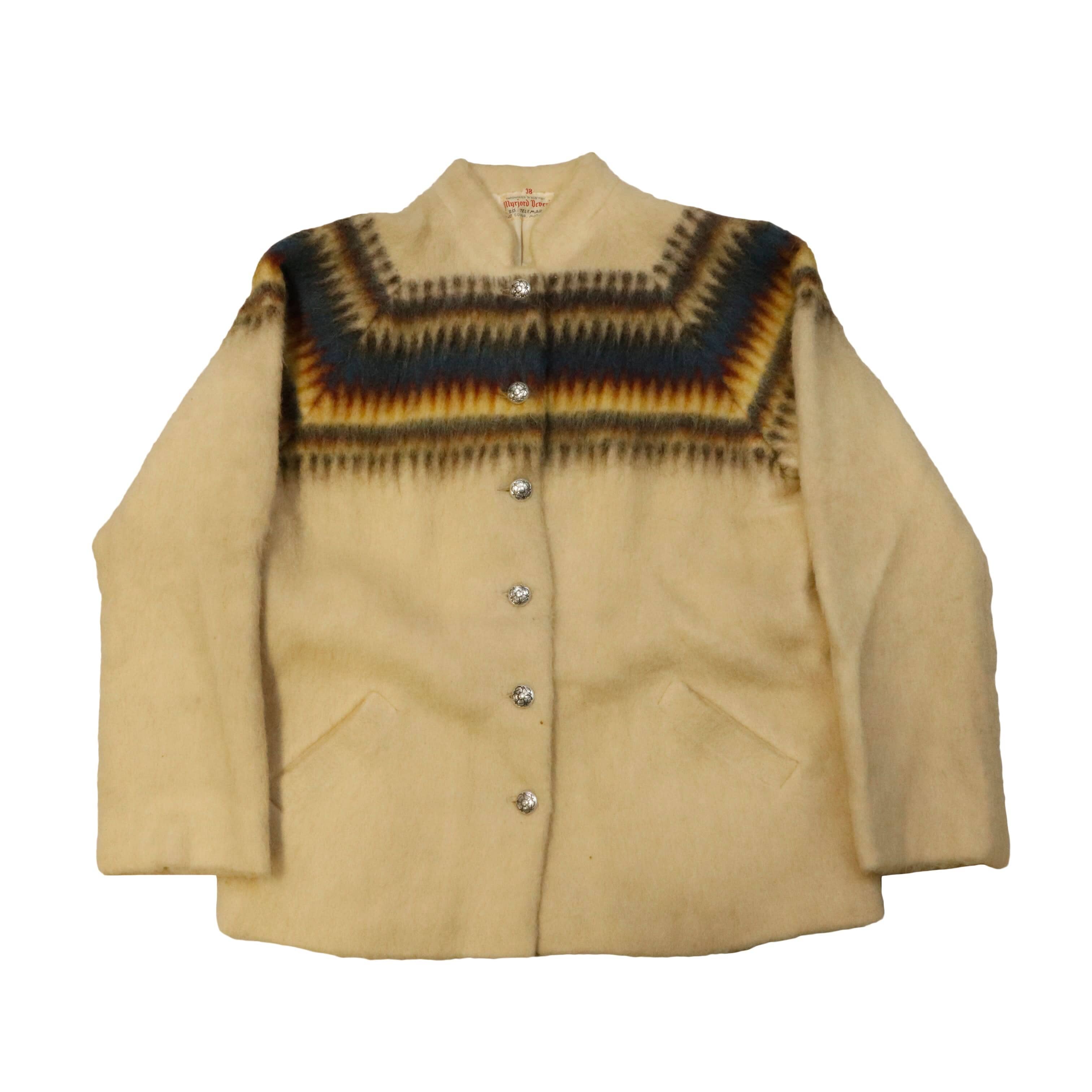 Vintage Myrjord Deveri Norwegian patterned wool jacket Size 38 FAIF.CA 