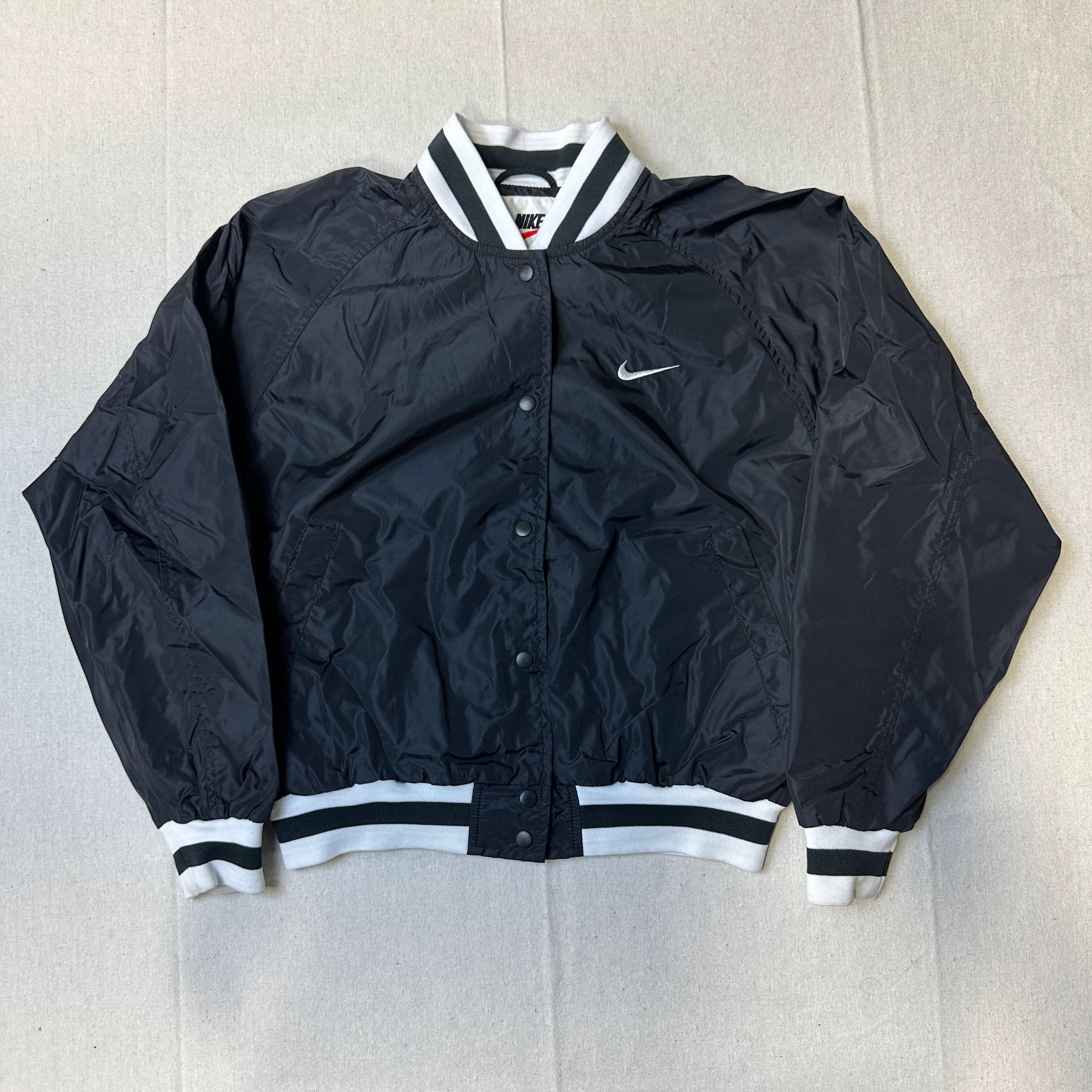 Vintage Nike Black Snap Button Varsity Jacket Size Medium FAIF.CA 