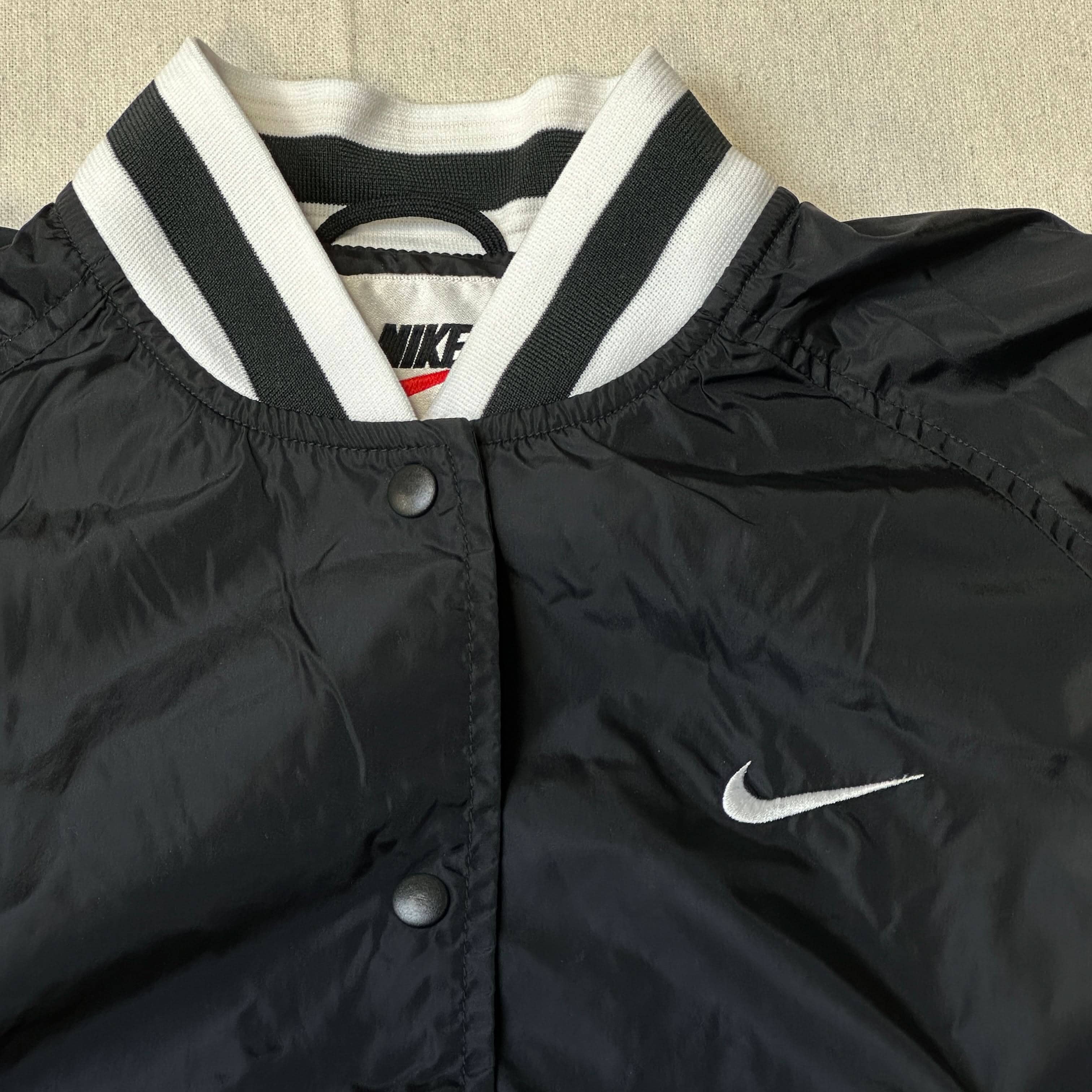 Vintage Nike Black Snap Button Varsity Jacket Size Medium FAIF.CA 
