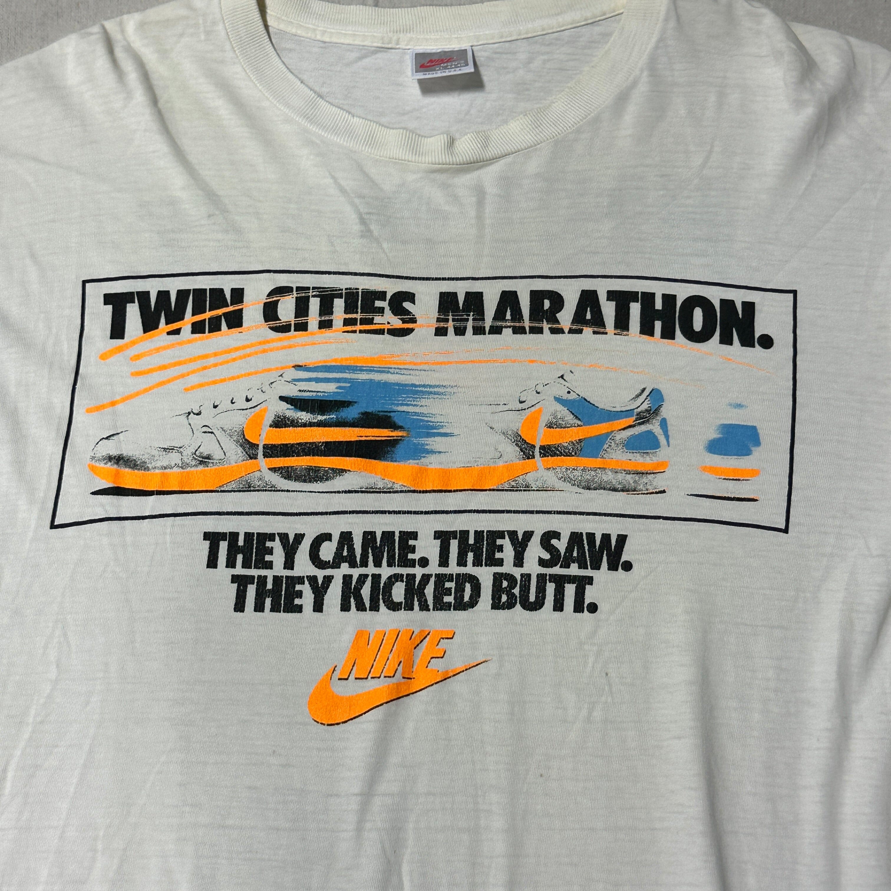 Vintage Nike Twin Cities Marathon Long Sleeve Graphic T-Shirt Size XL 80s FAIF.CA 