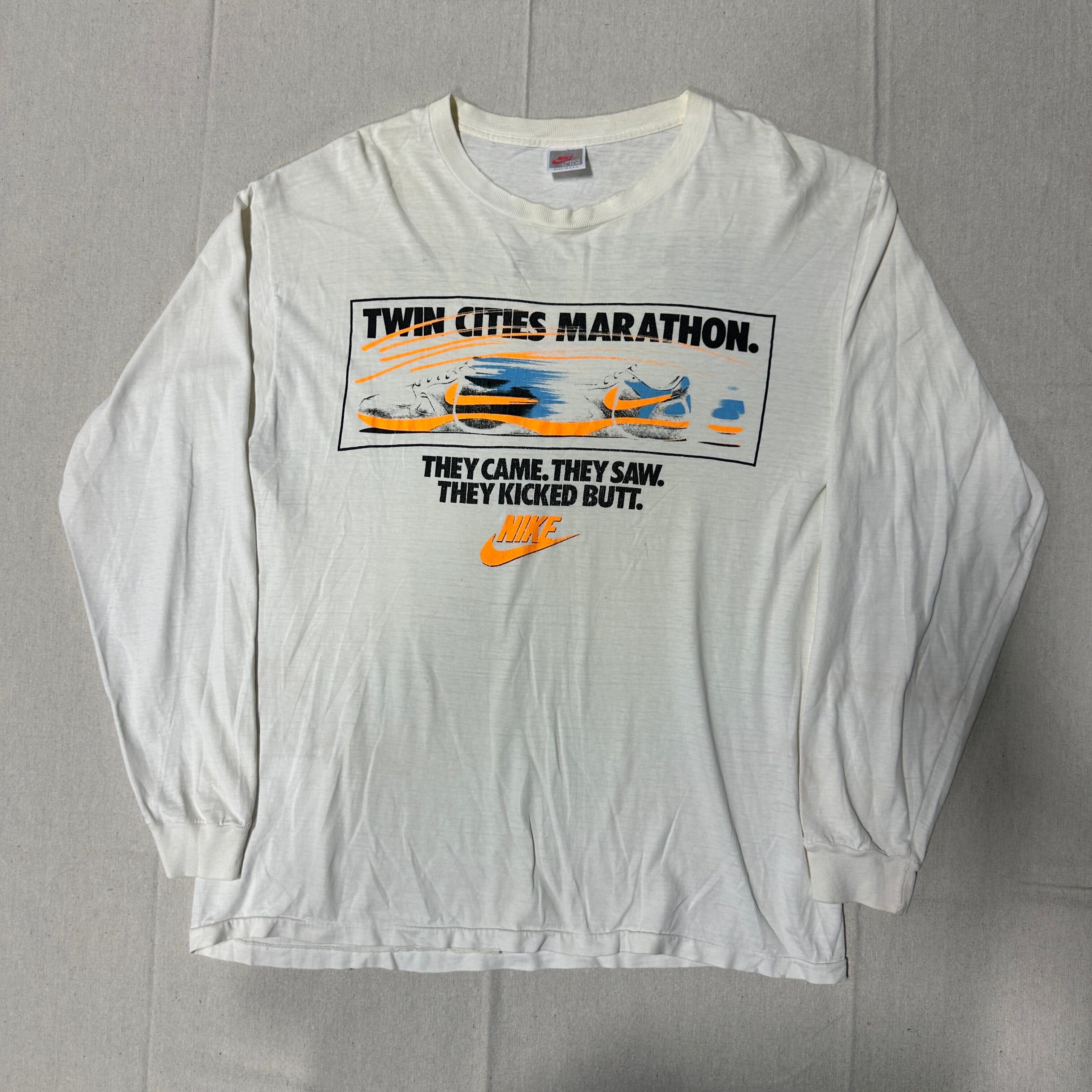 Vintage Nike Twin Cities Marathon Long Sleeve Graphic T-Shirt Size XL 80s FAIF.CA 