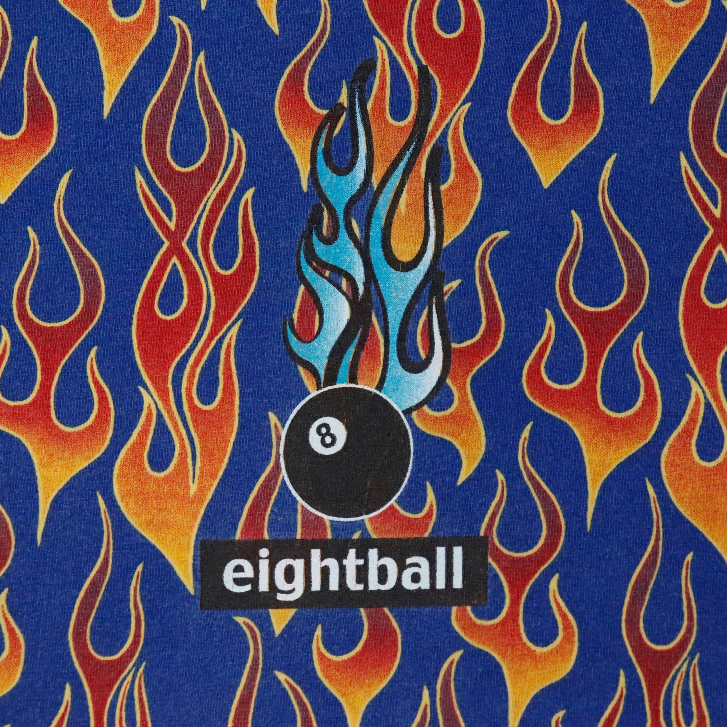 Vintage No Boundaries Flame Print Eightball Graphic T-Shirt Size XXXL FAIF.CA 