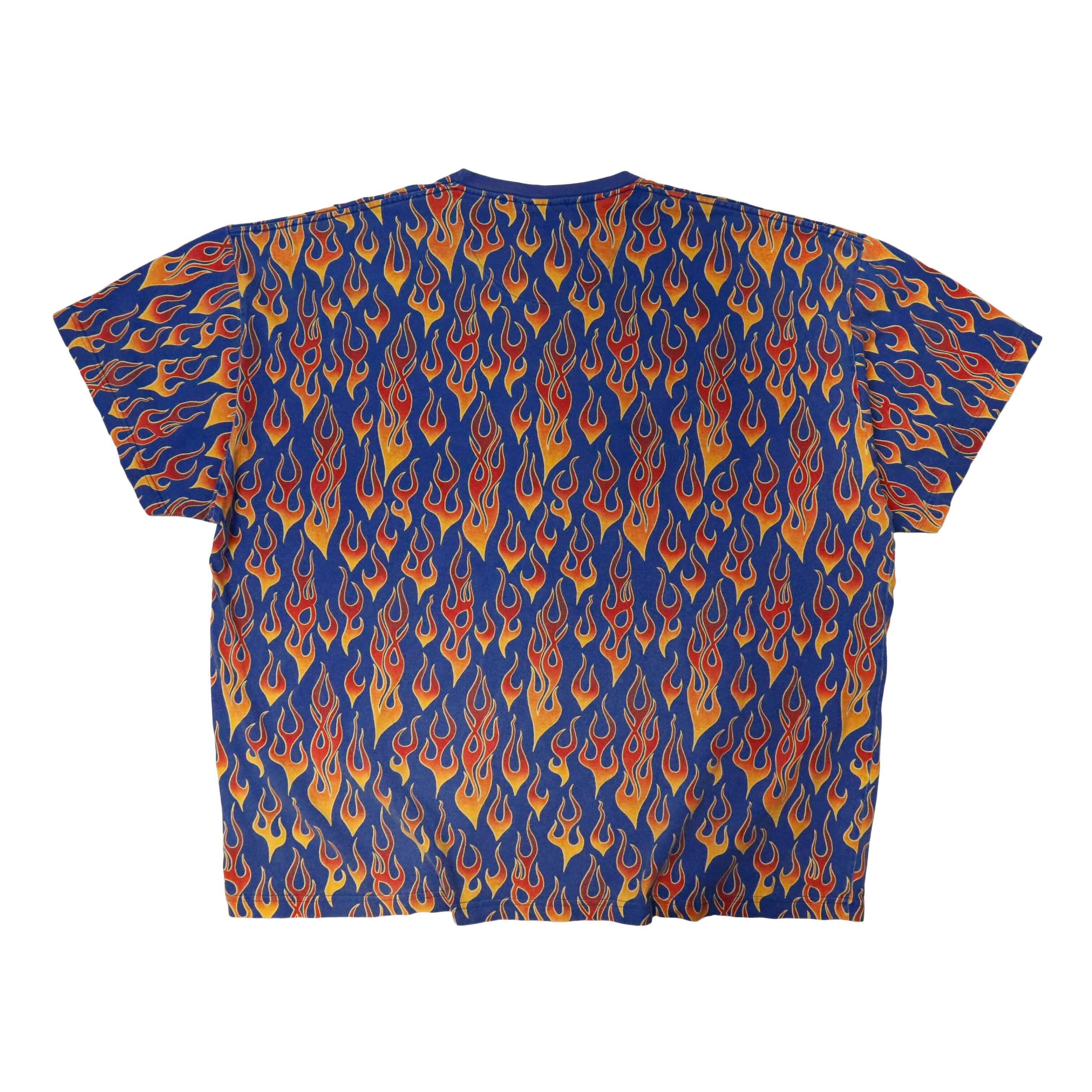 Vintage No Boundaries Flame Print Eightball Graphic T-Shirt Size XXXL FAIF.CA 