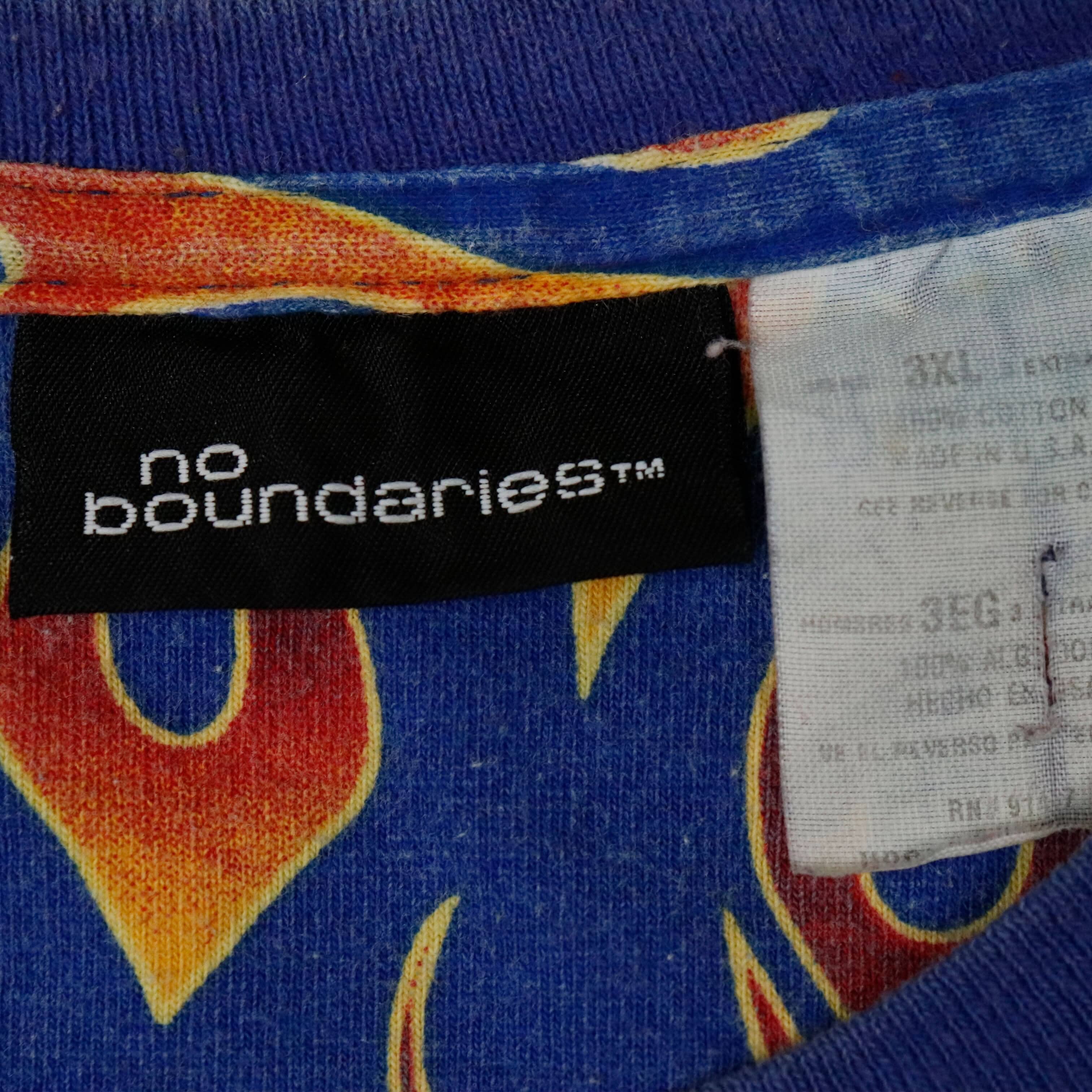 Vintage No Boundaries Flame Print Eightball Graphic T-Shirt Size XXXL FAIF.CA 