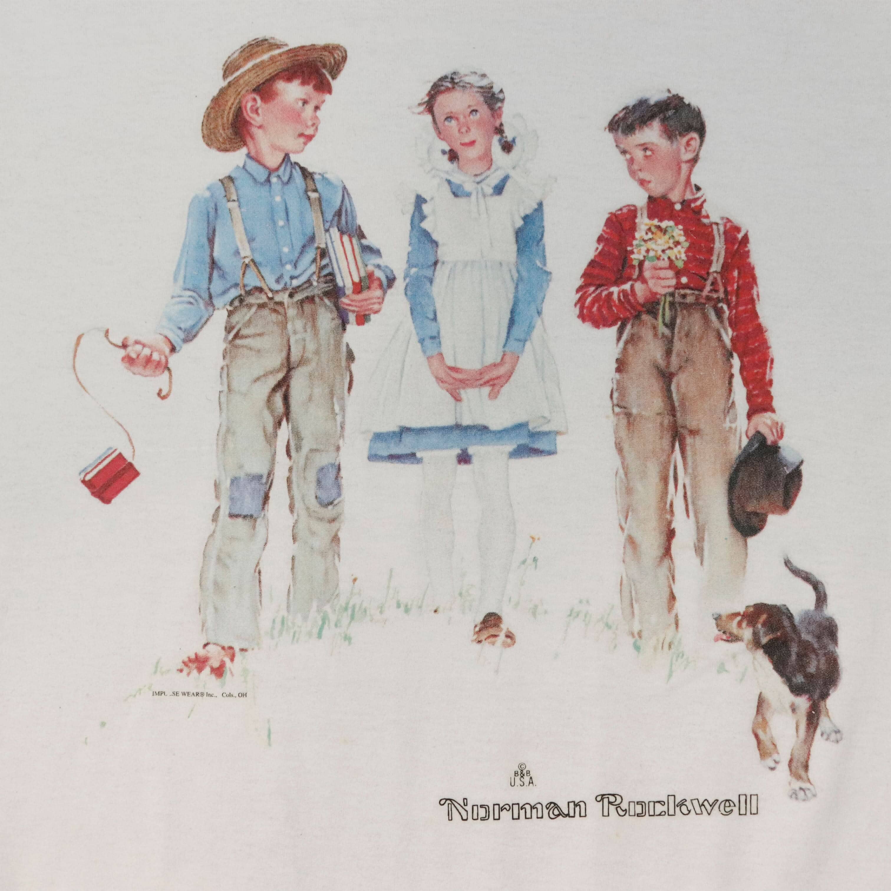 Vintage Norman Rockwell Children Graphic T-Shirt Size N/A FAIF.CA 