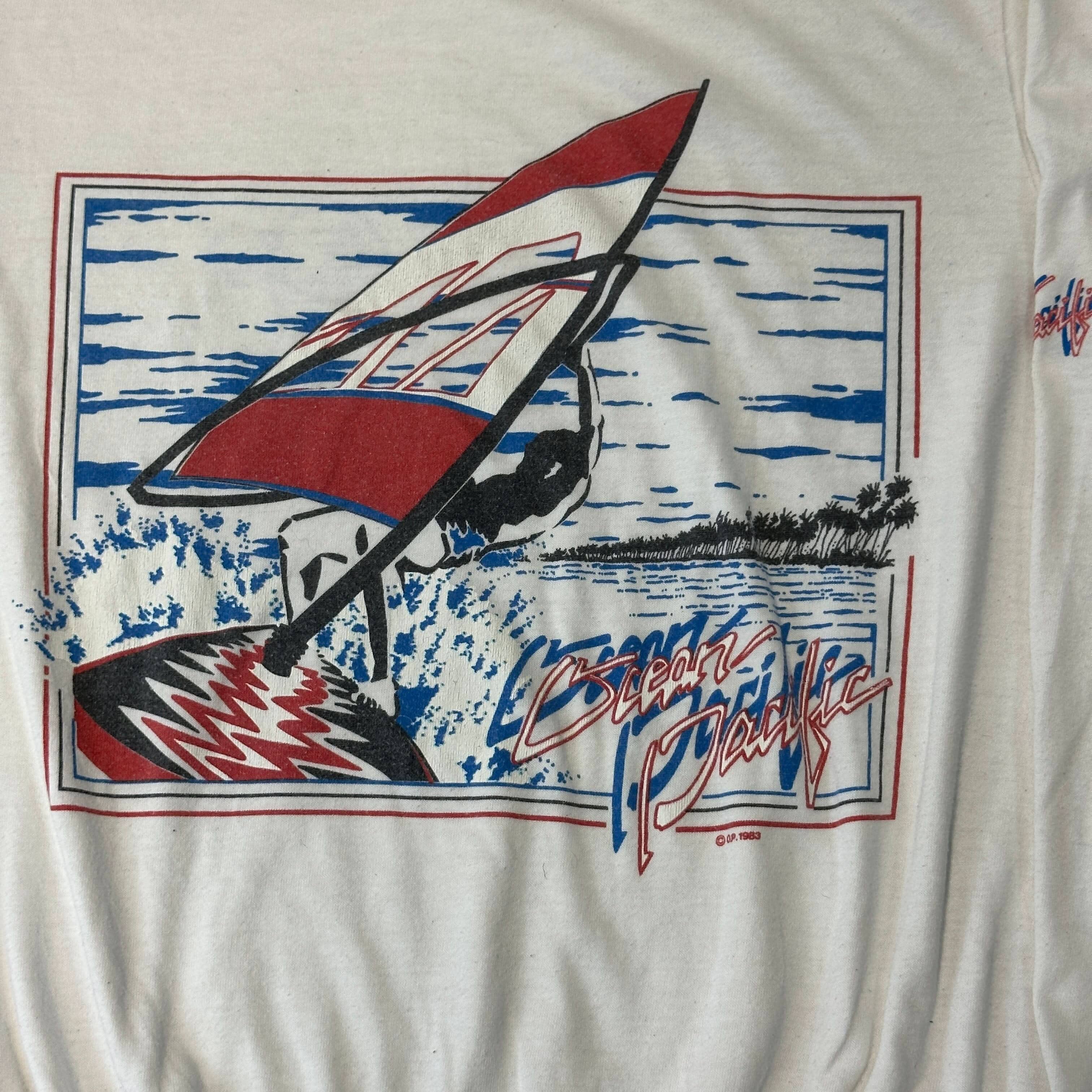 Vintage Ocean Pacific Windsurfing Graphic Hoodie Size Large FAIF.CA 