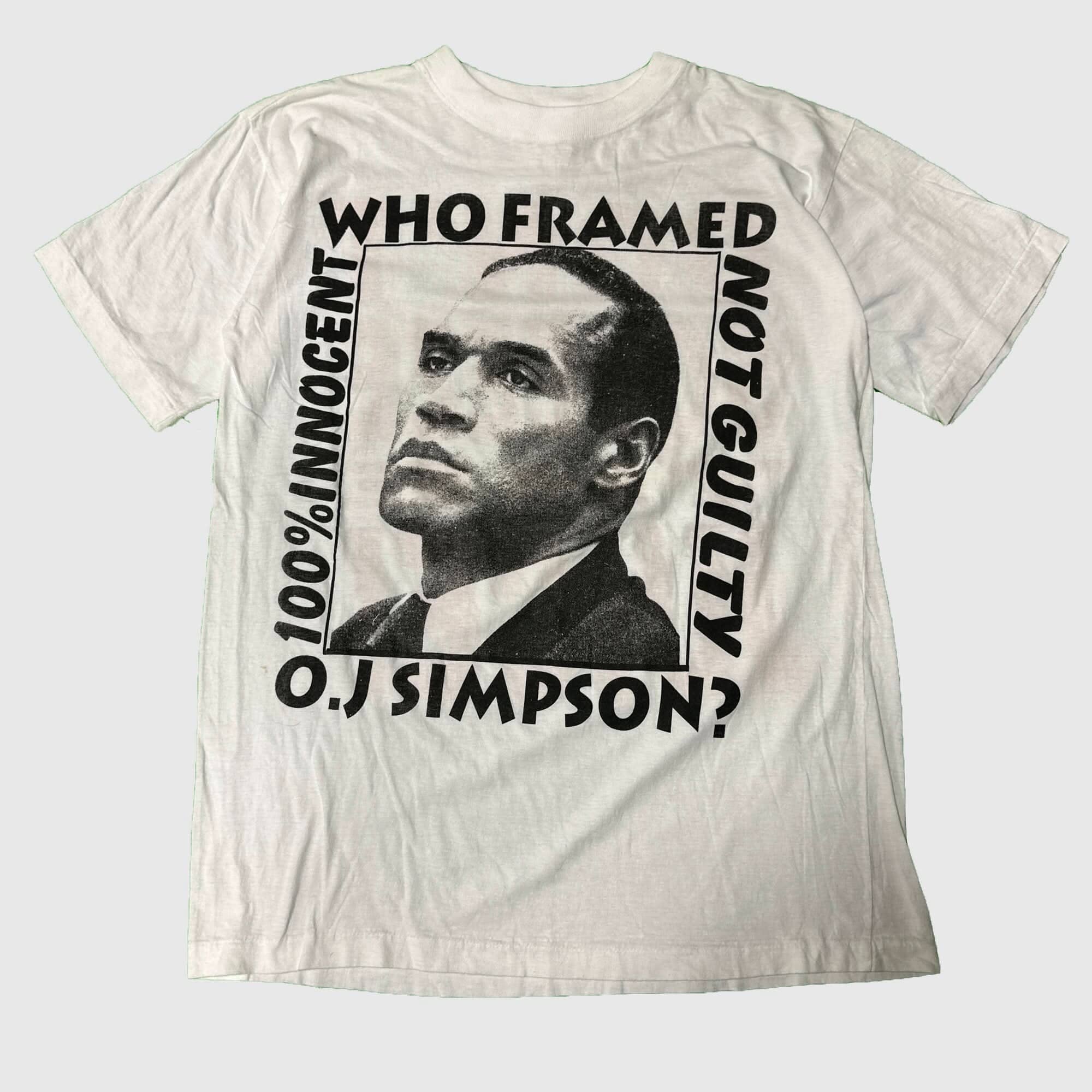 Vintage O.J. Simpson Who Framed Graphic T-Shirt Size Large FAIF.CA 