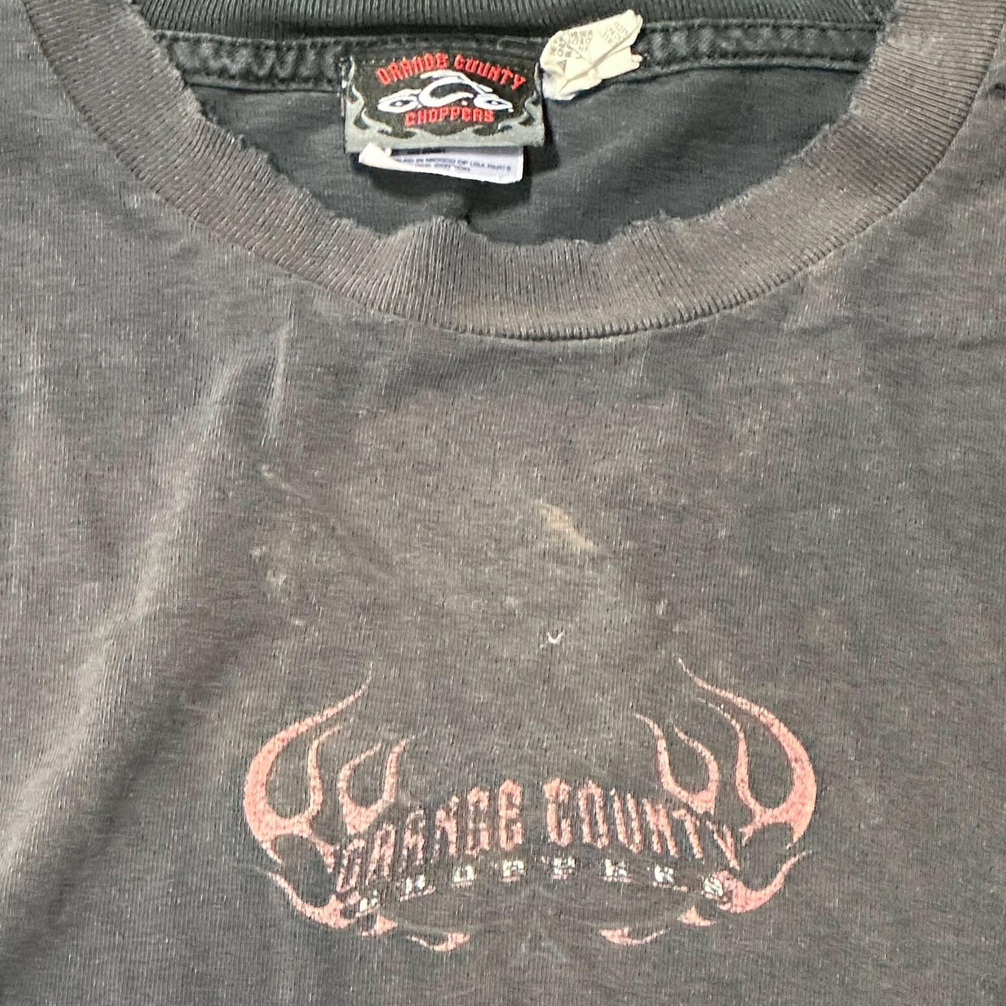 Vintage Orange County Choppers Flame Graphic Long Sleeve T-Shirt Size XL FAIF.CA 