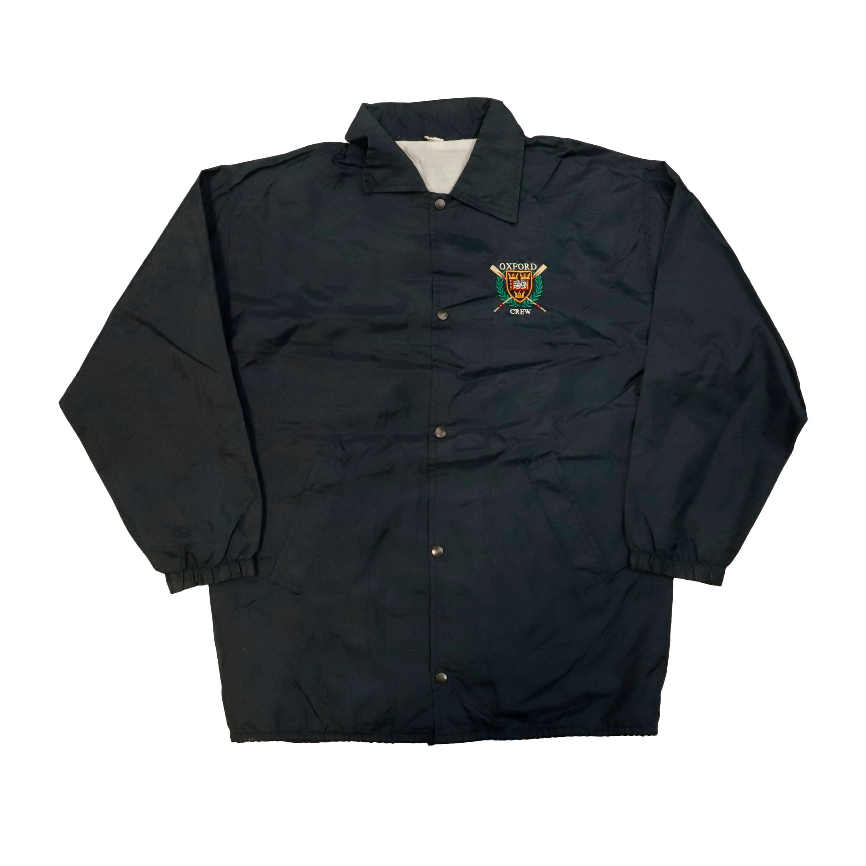 Vintage Oxford Crew Embroidered Snap-Front Coach Jacket Size XL FAIF.CA 