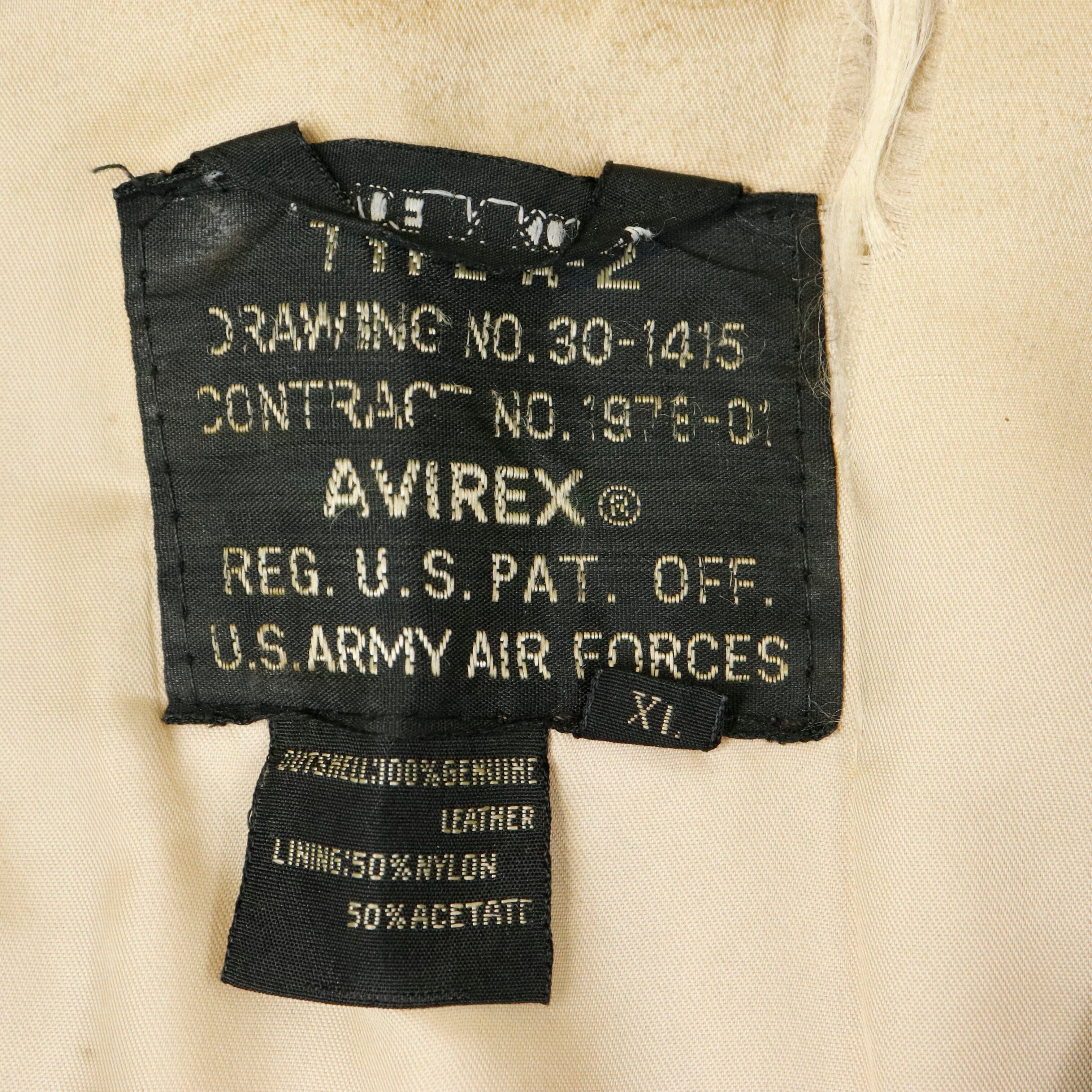 Vintage Painted A2 Avirex Distressed Leather Flight Jacket Size XL Air Force Avirex 