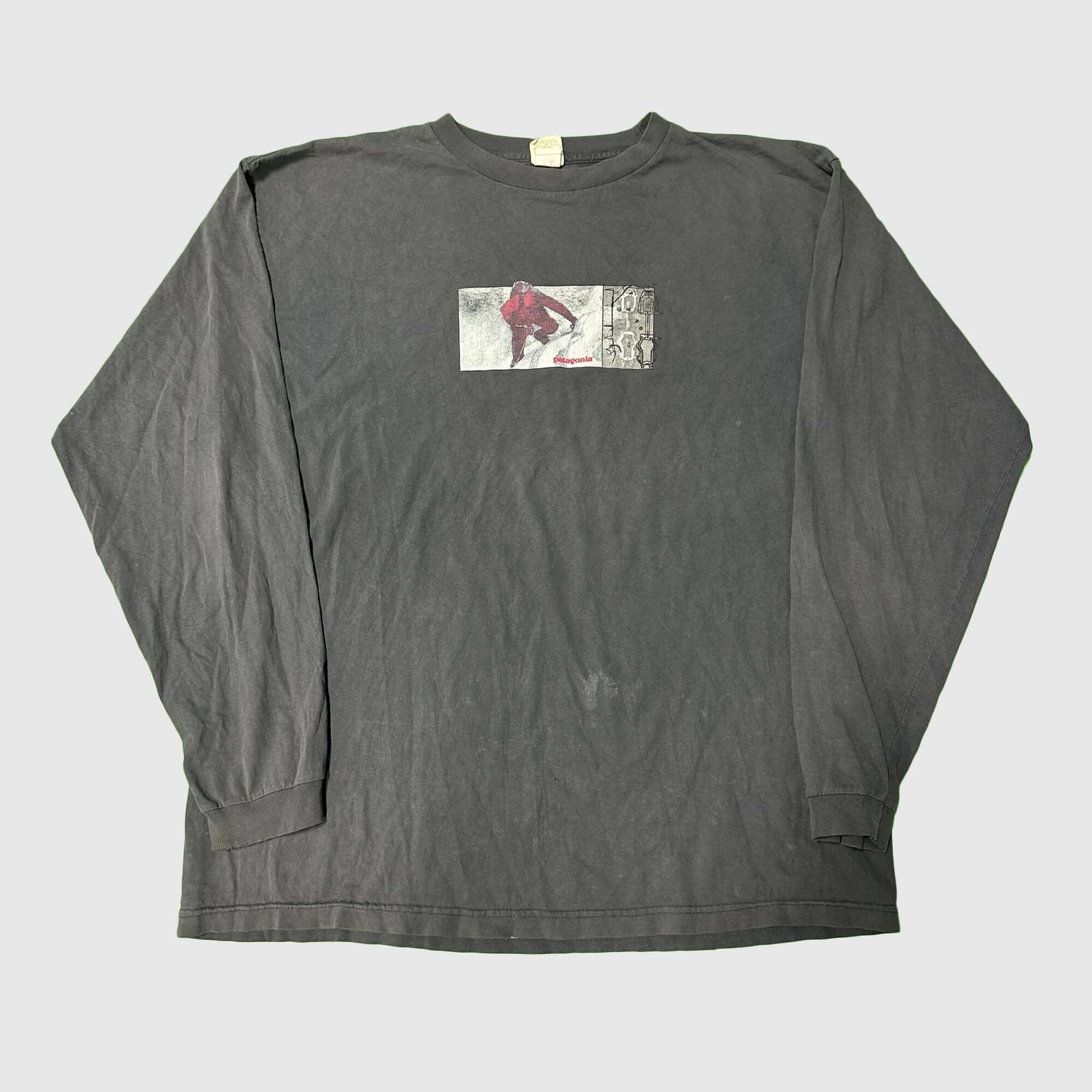 Vintage Patagonia Climbing Graphic Long Sleeve T-Shirt Size XL 90s FAIF.CA 