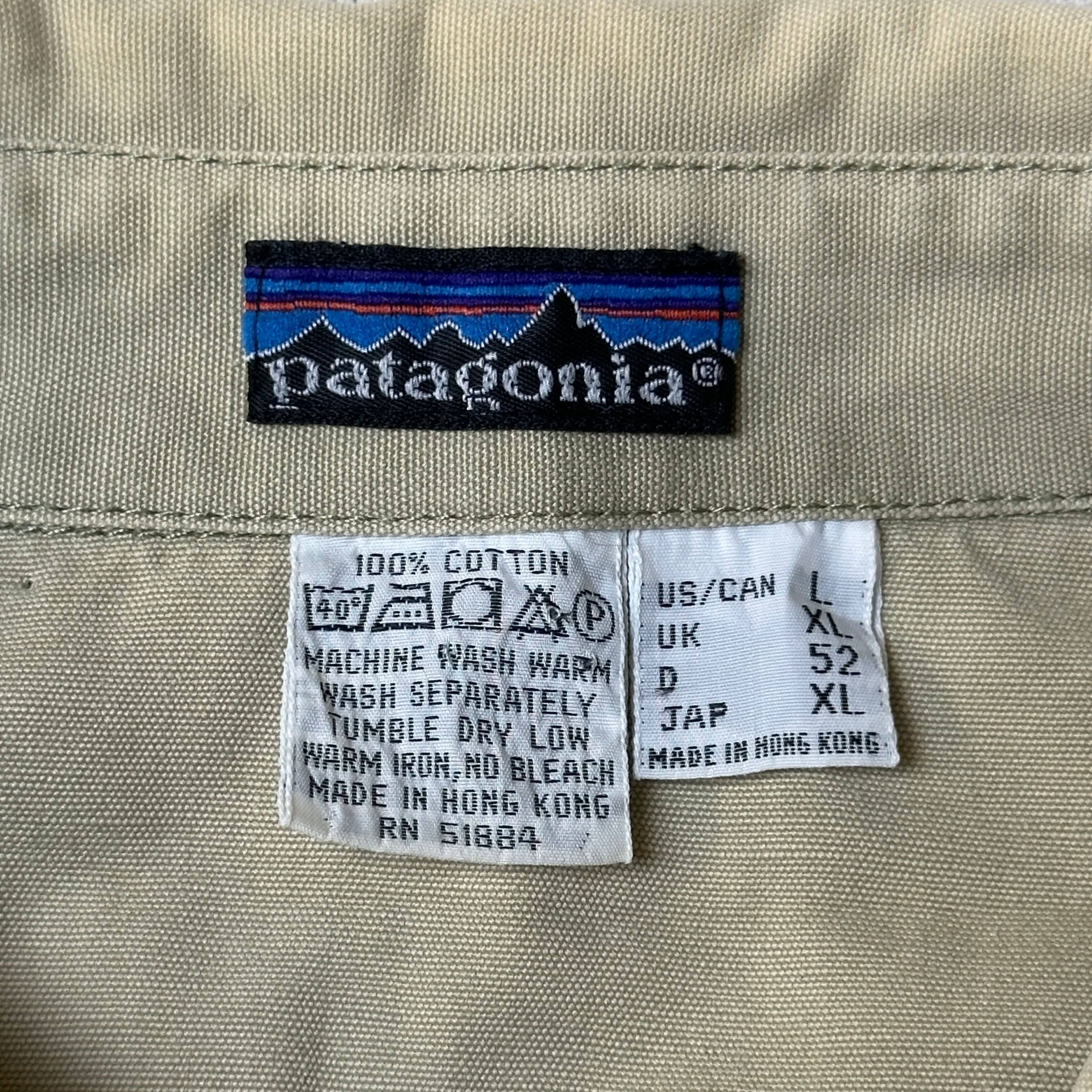 Vintage Patagonia Tan Utility Button-Up Shirt Size L 80s 90s FAIF.CA 