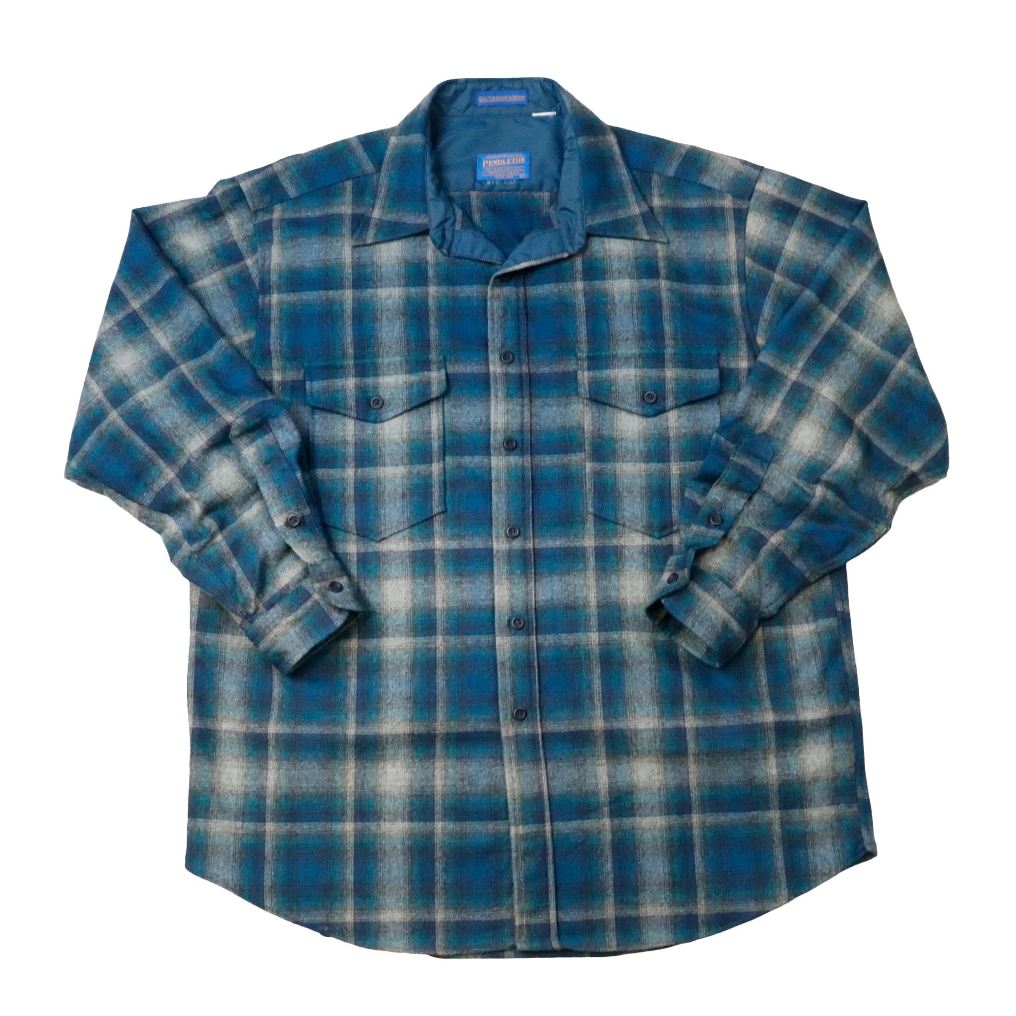 Vintage Pendleton Outdoorsman Blue Wool Button Up Size XL Pendleton 