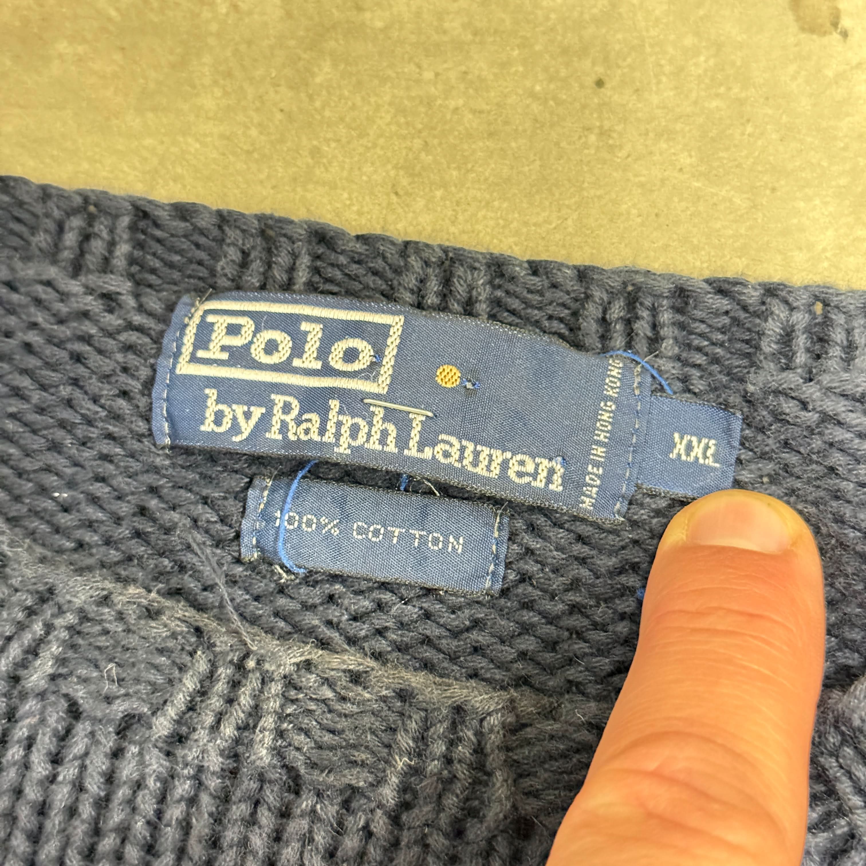 Vintage Polo Ralph Lauren American Flag Knit Sweater Size XXL FAIF.CA 