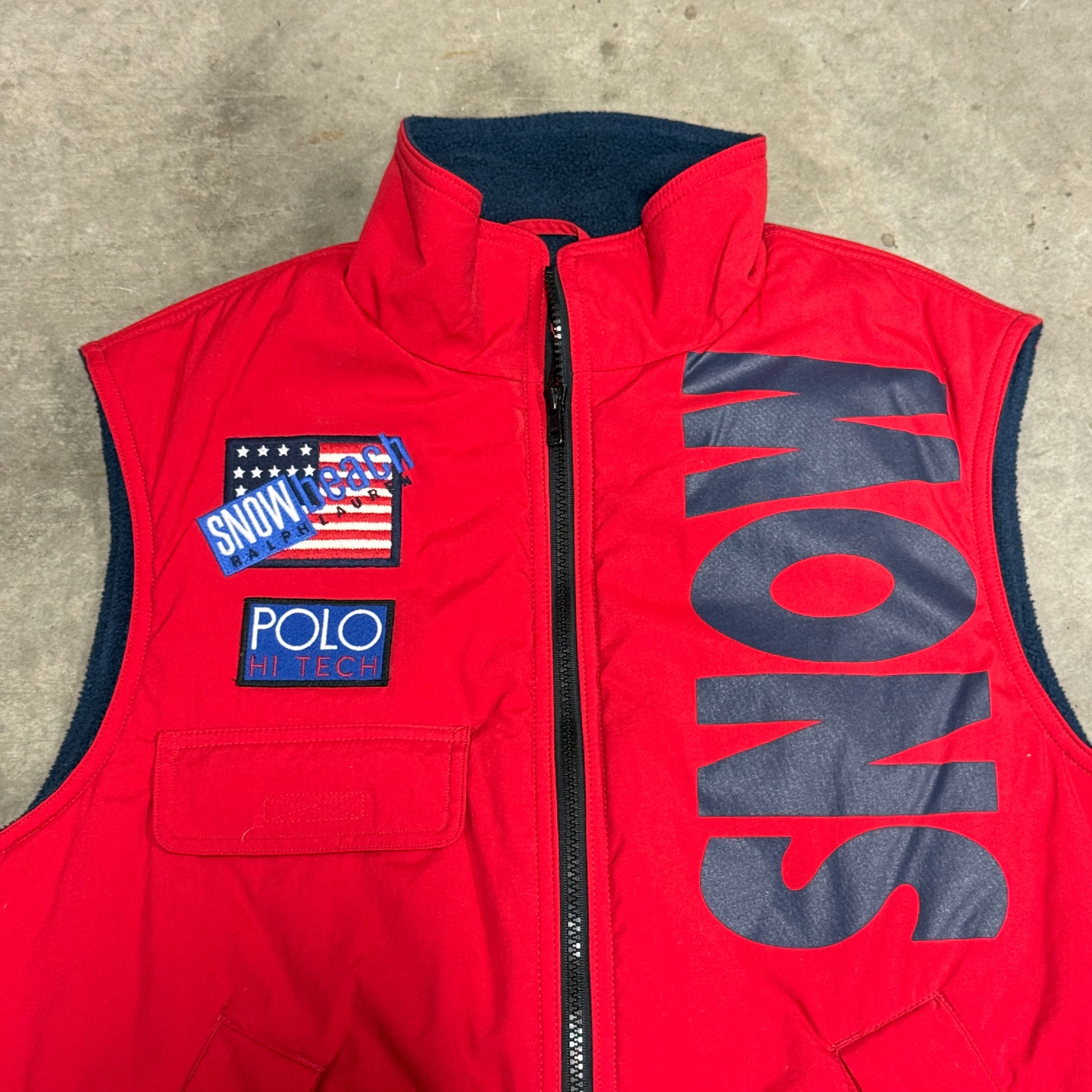 Vintage Polo Ralph Lauren Snow Beach Graphic Vest Size M 1992 Stadium 90s FAIF.CA 